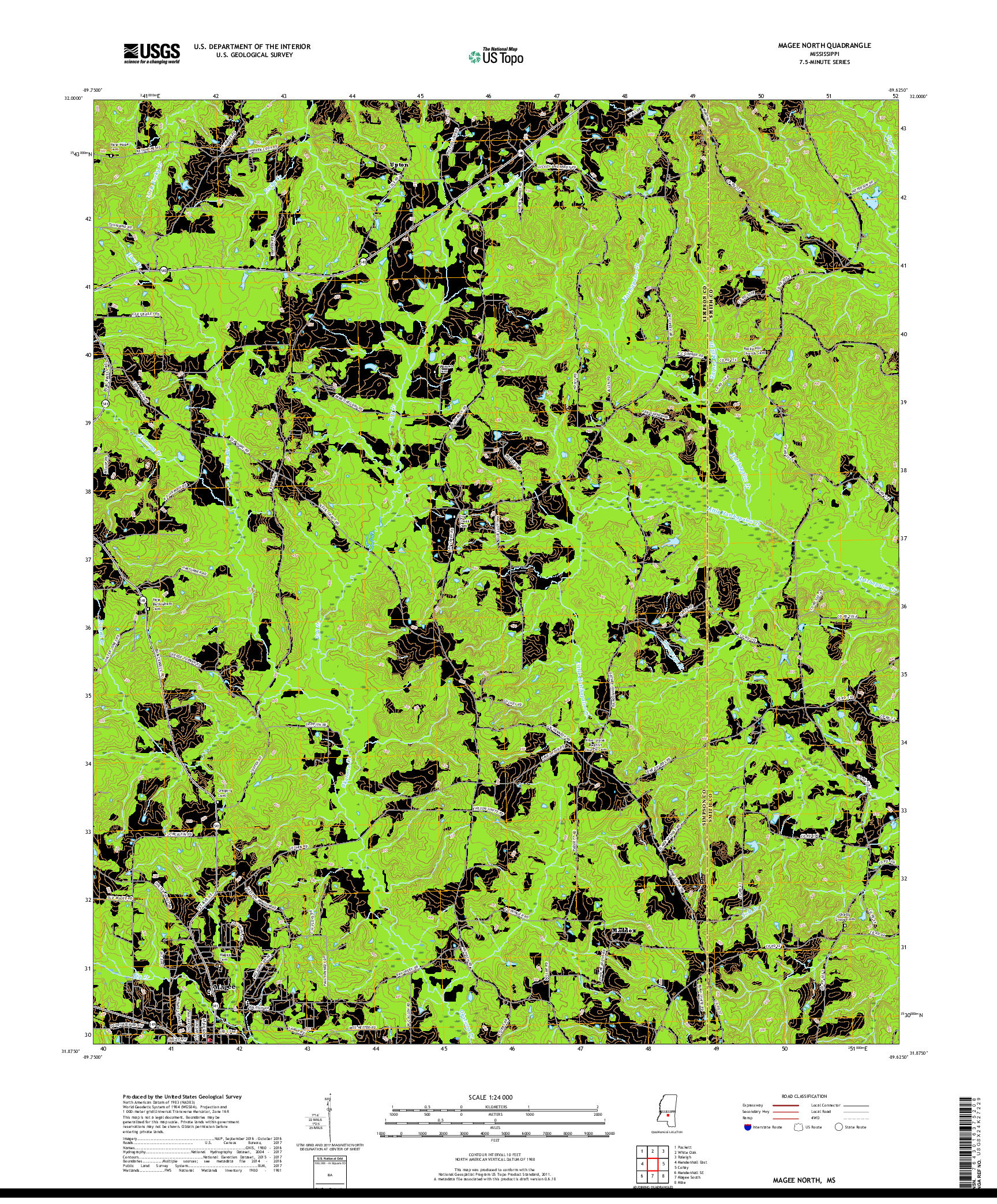 USGS US TOPO 7.5-MINUTE MAP FOR MAGEE NORTH, MS 2018