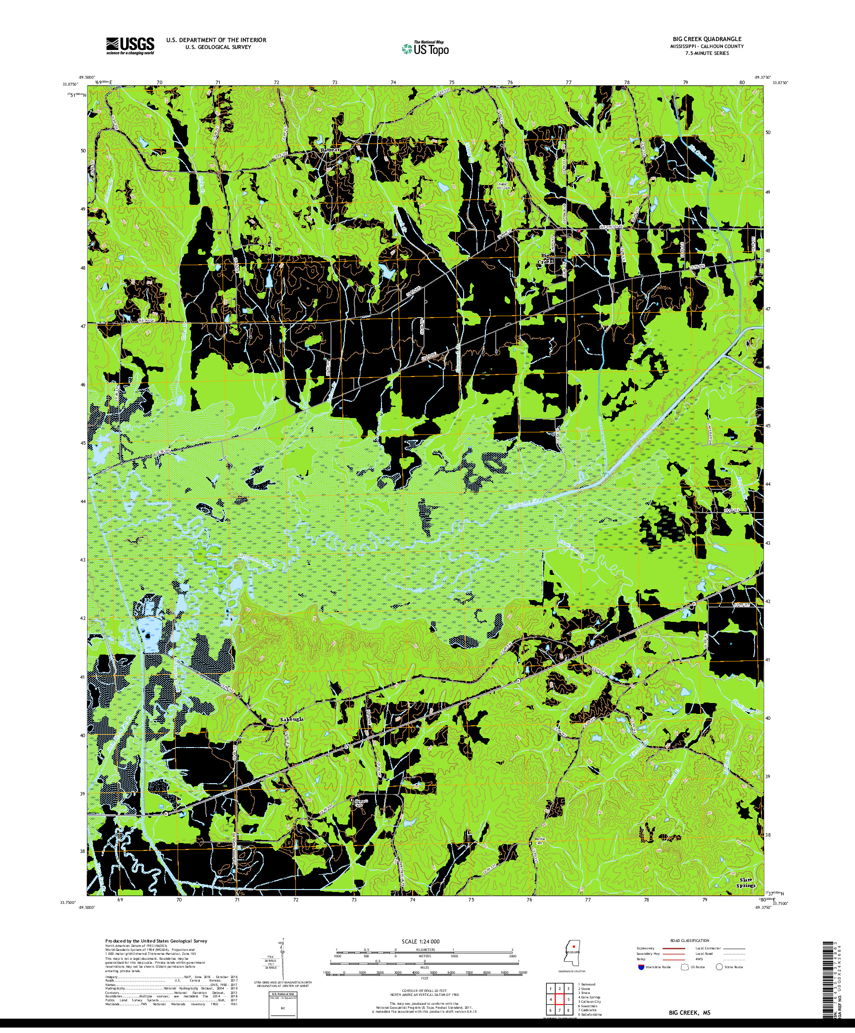 USGS US TOPO 7.5-MINUTE MAP FOR BIG CREEK, MS 2018