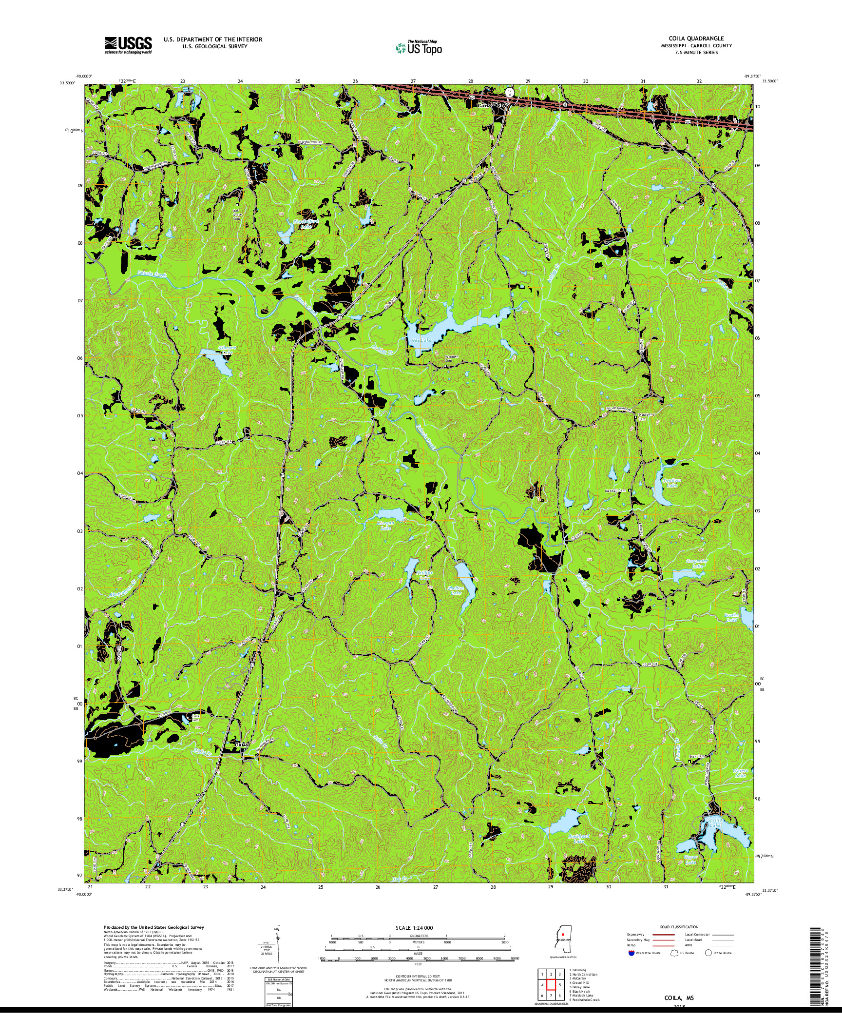 USGS US TOPO 7.5-MINUTE MAP FOR COILA, MS 2018