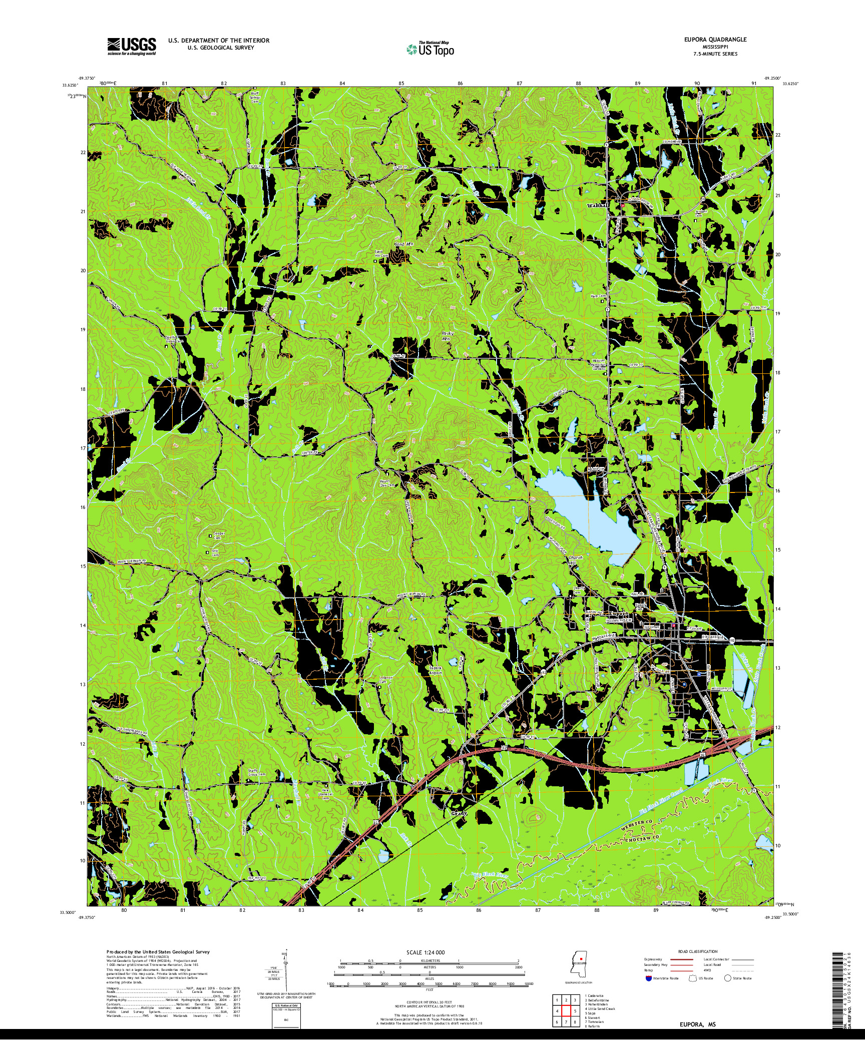 USGS US TOPO 7.5-MINUTE MAP FOR EUPORA, MS 2018