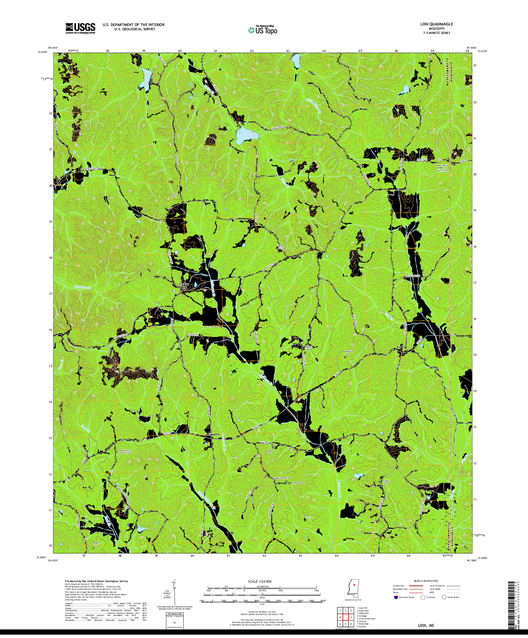 USGS US TOPO 7.5-MINUTE MAP FOR LODI, MS 2018