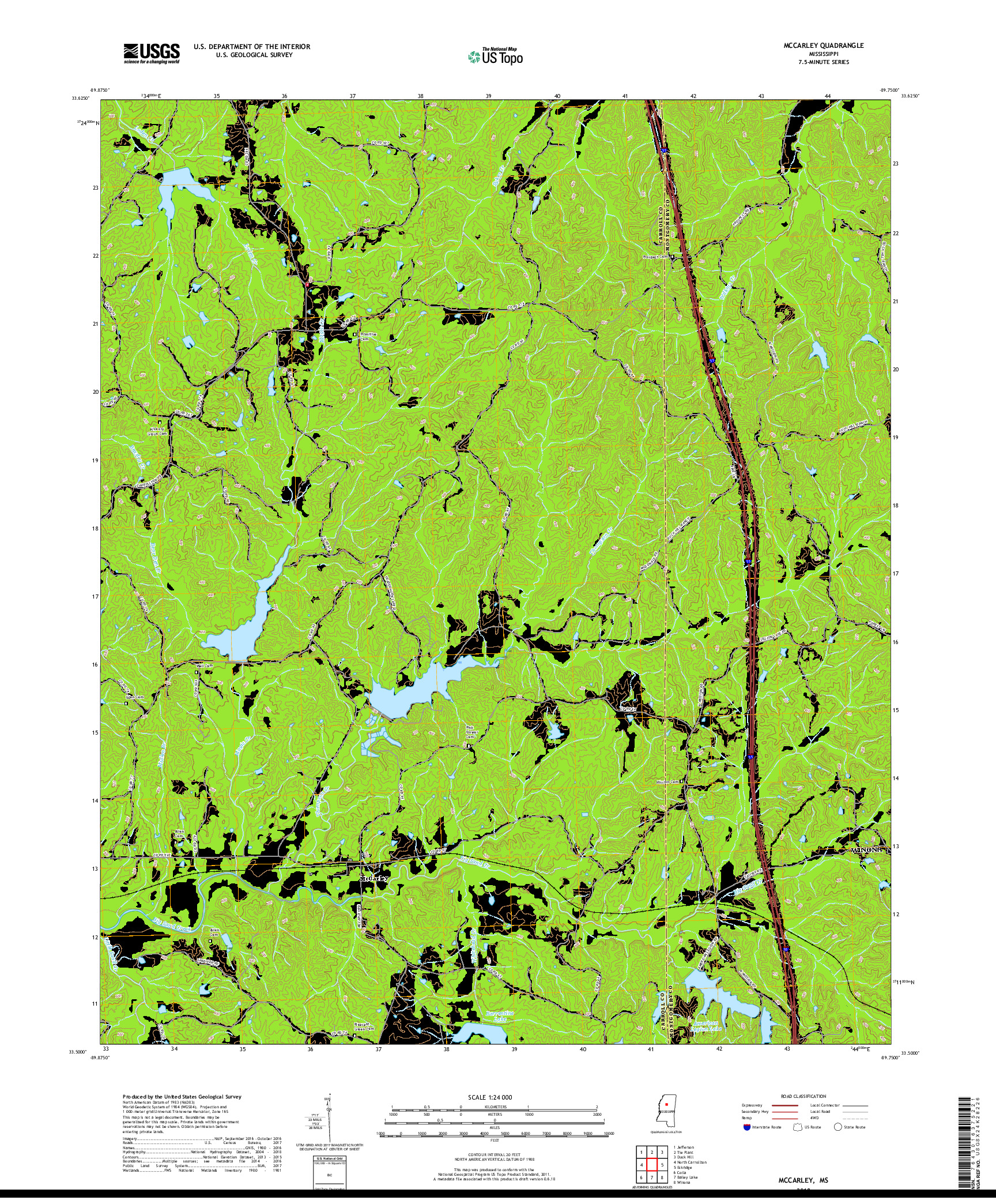 USGS US TOPO 7.5-MINUTE MAP FOR MCCARLEY, MS 2018