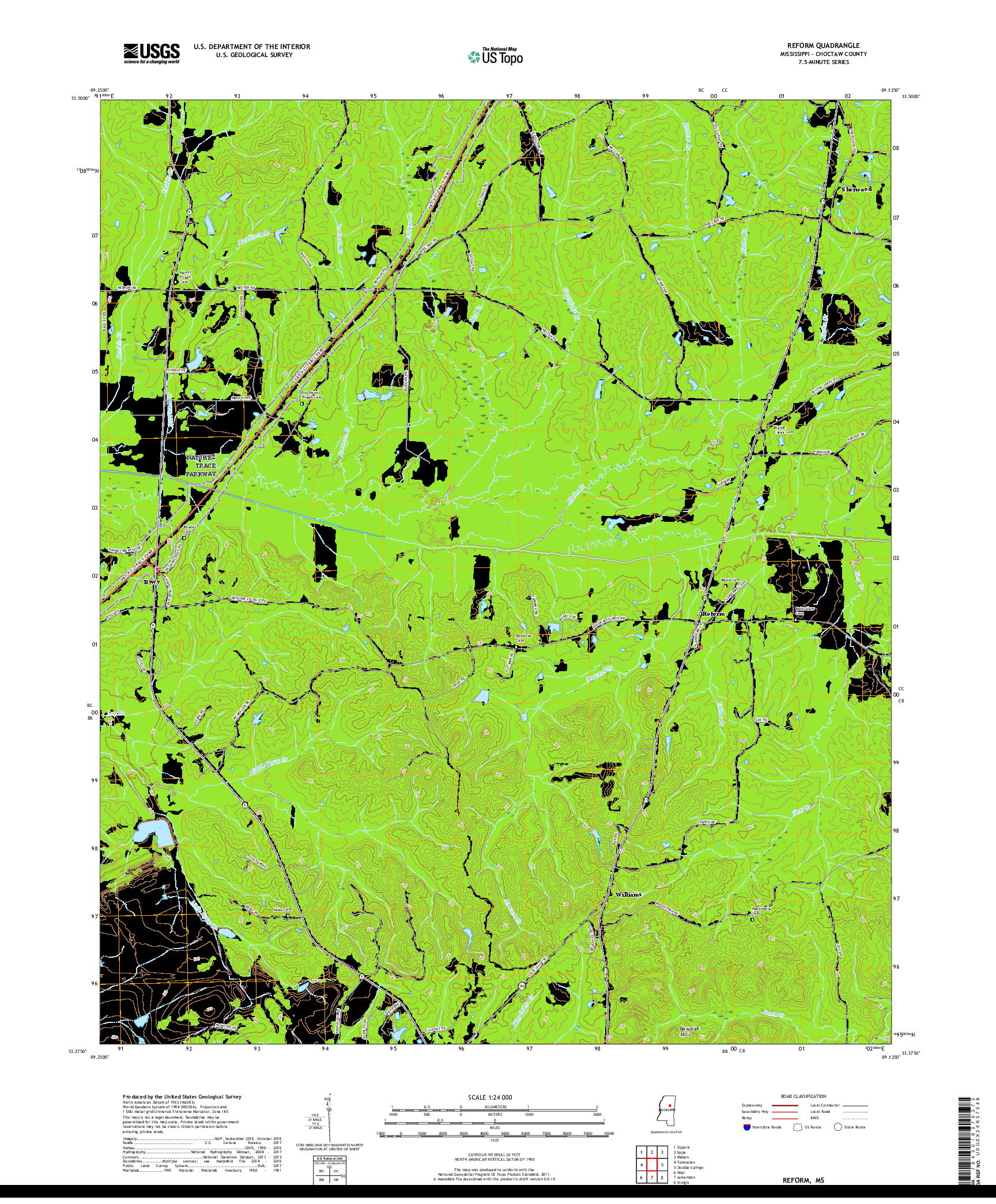 USGS US TOPO 7.5-MINUTE MAP FOR REFORM, MS 2018