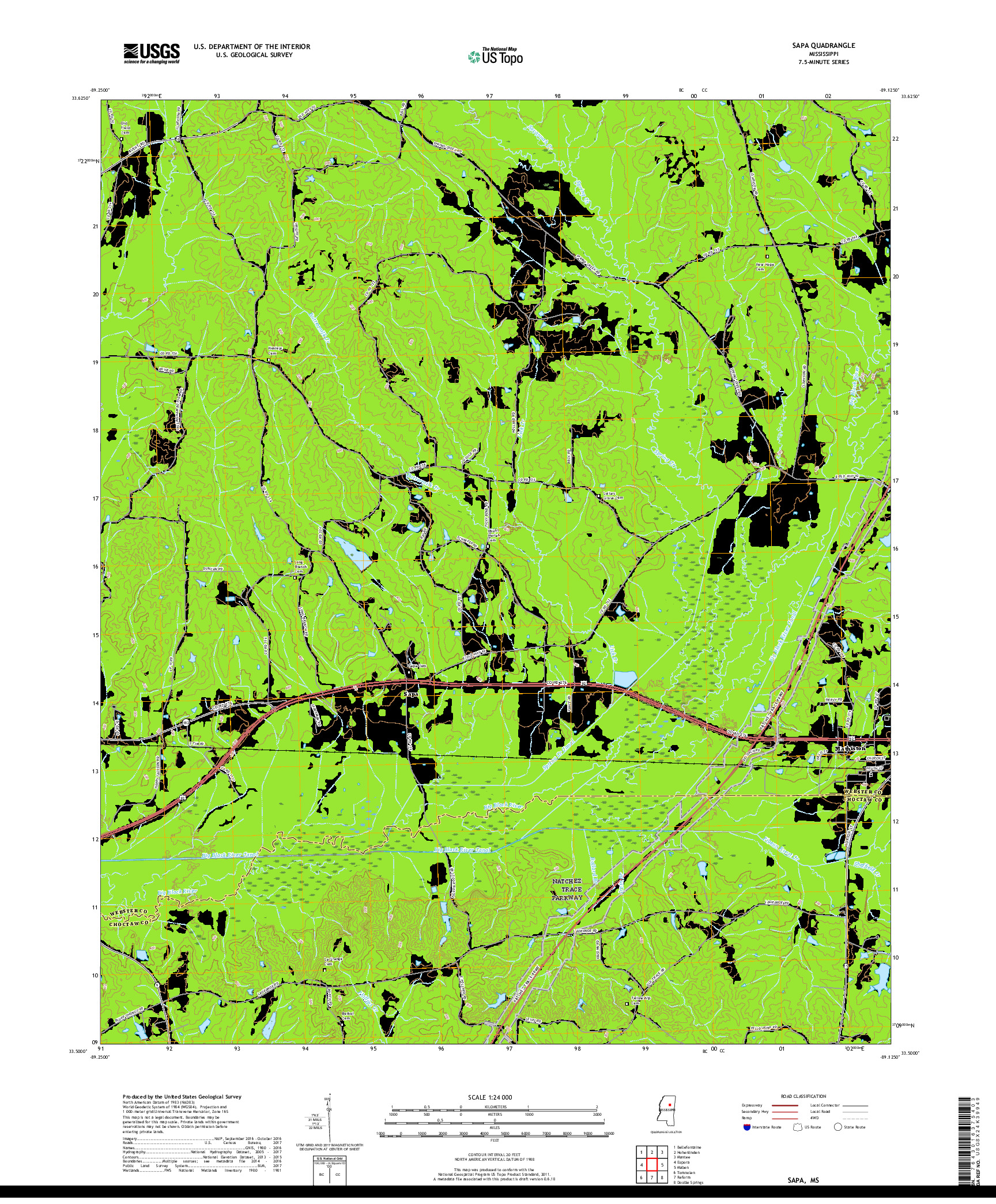 USGS US TOPO 7.5-MINUTE MAP FOR SAPA, MS 2018
