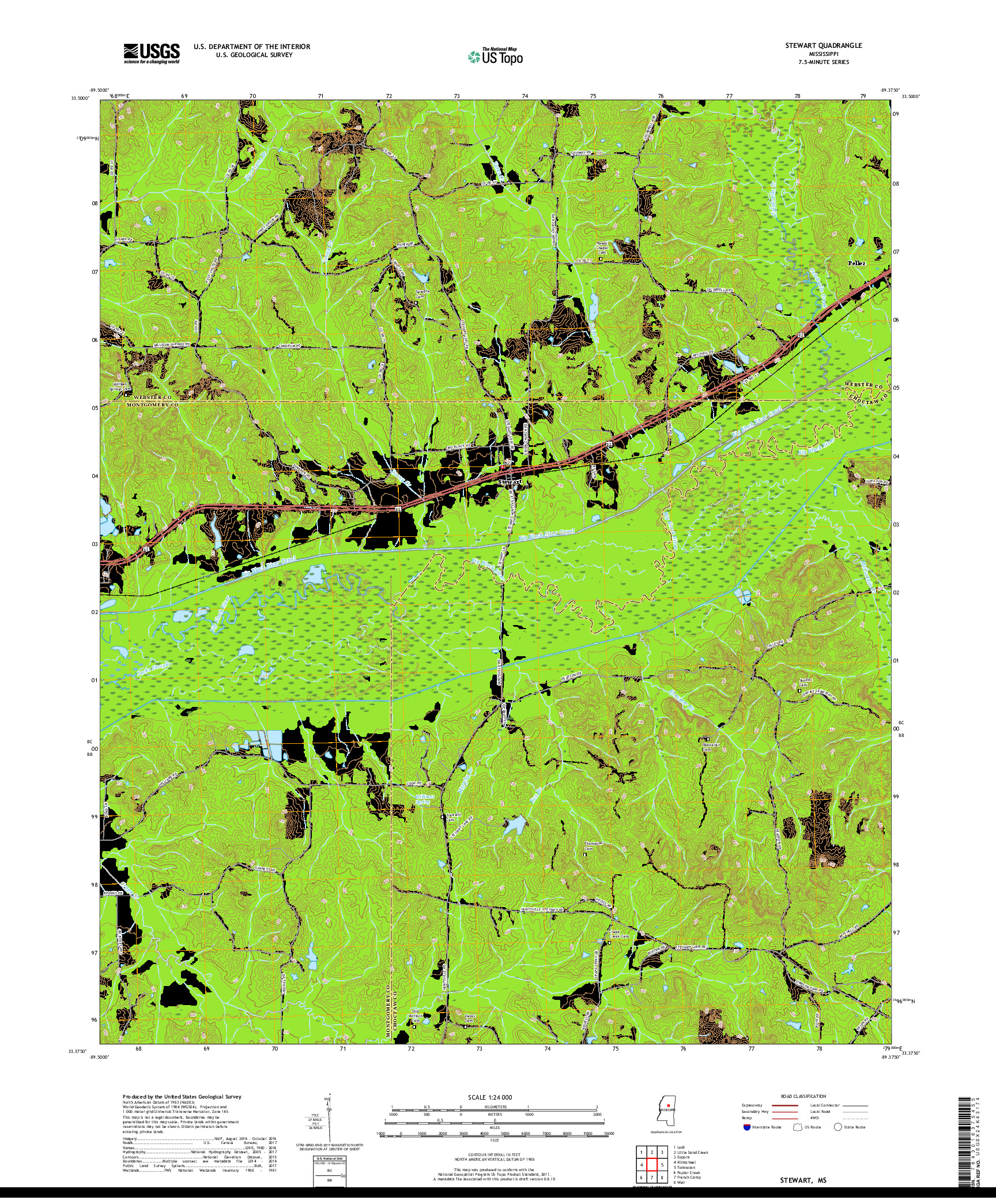 USGS US TOPO 7.5-MINUTE MAP FOR STEWART, MS 2018