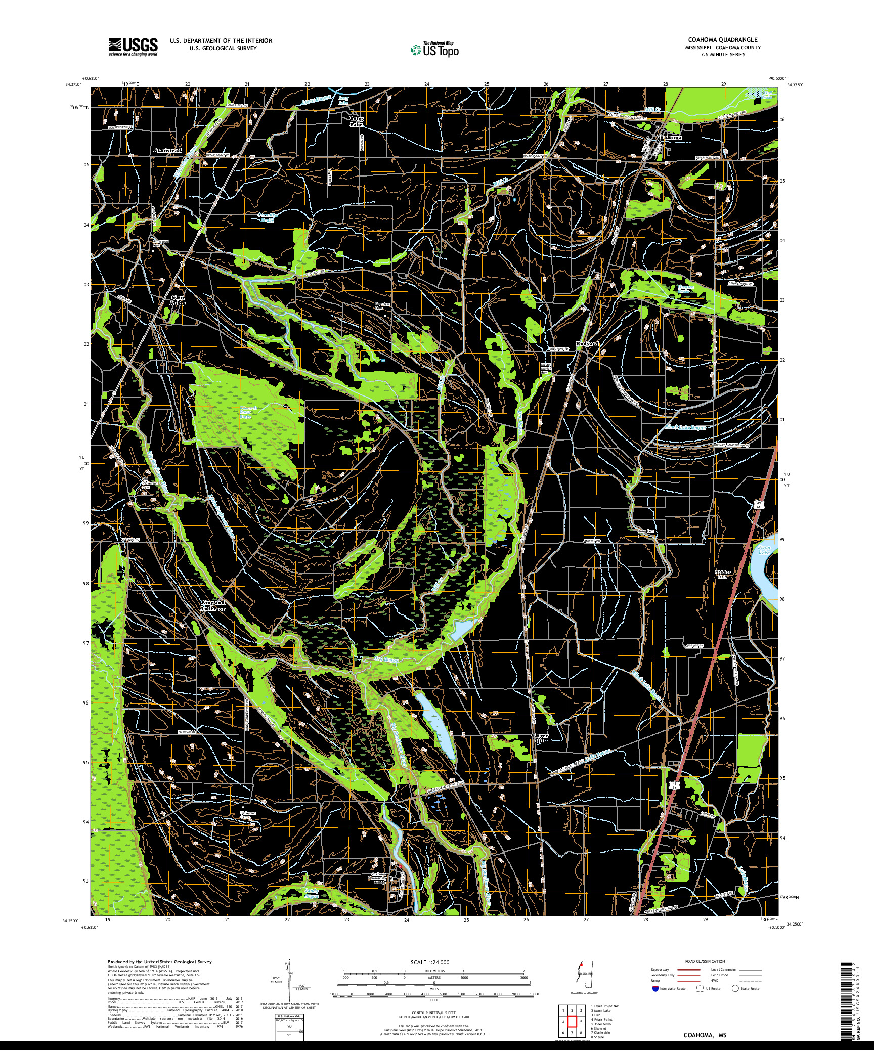 USGS US TOPO 7.5-MINUTE MAP FOR COAHOMA, MS 2018