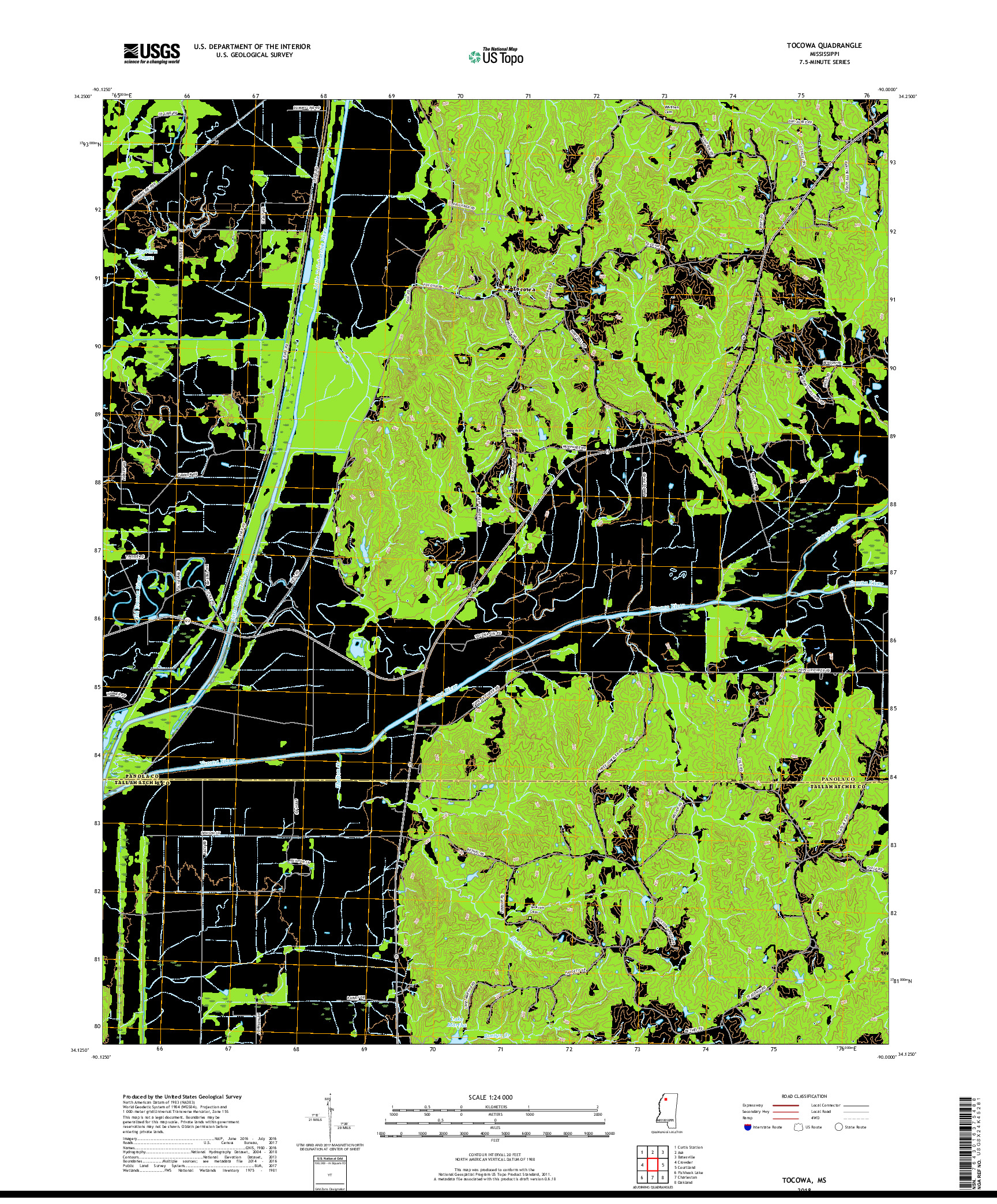 USGS US TOPO 7.5-MINUTE MAP FOR TOCOWA, MS 2018