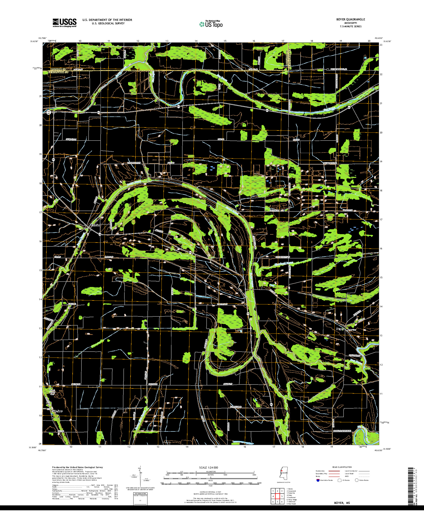 USGS US TOPO 7.5-MINUTE MAP FOR BOYER, MS 2018