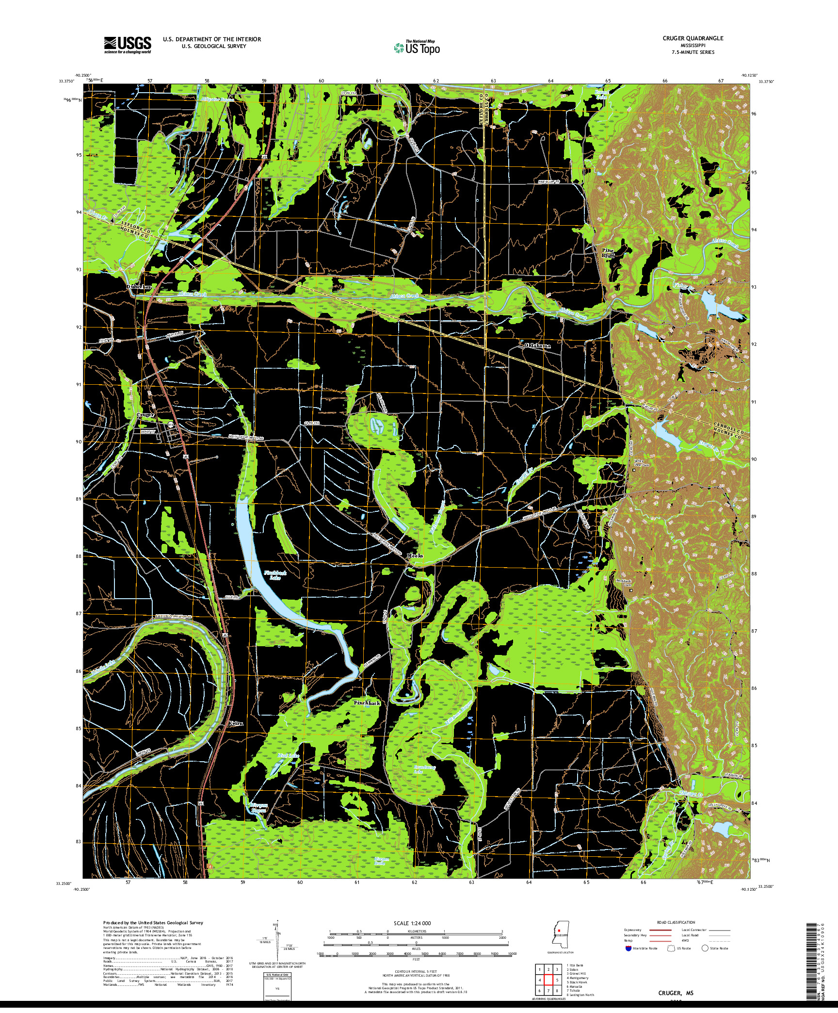 USGS US TOPO 7.5-MINUTE MAP FOR CRUGER, MS 2018