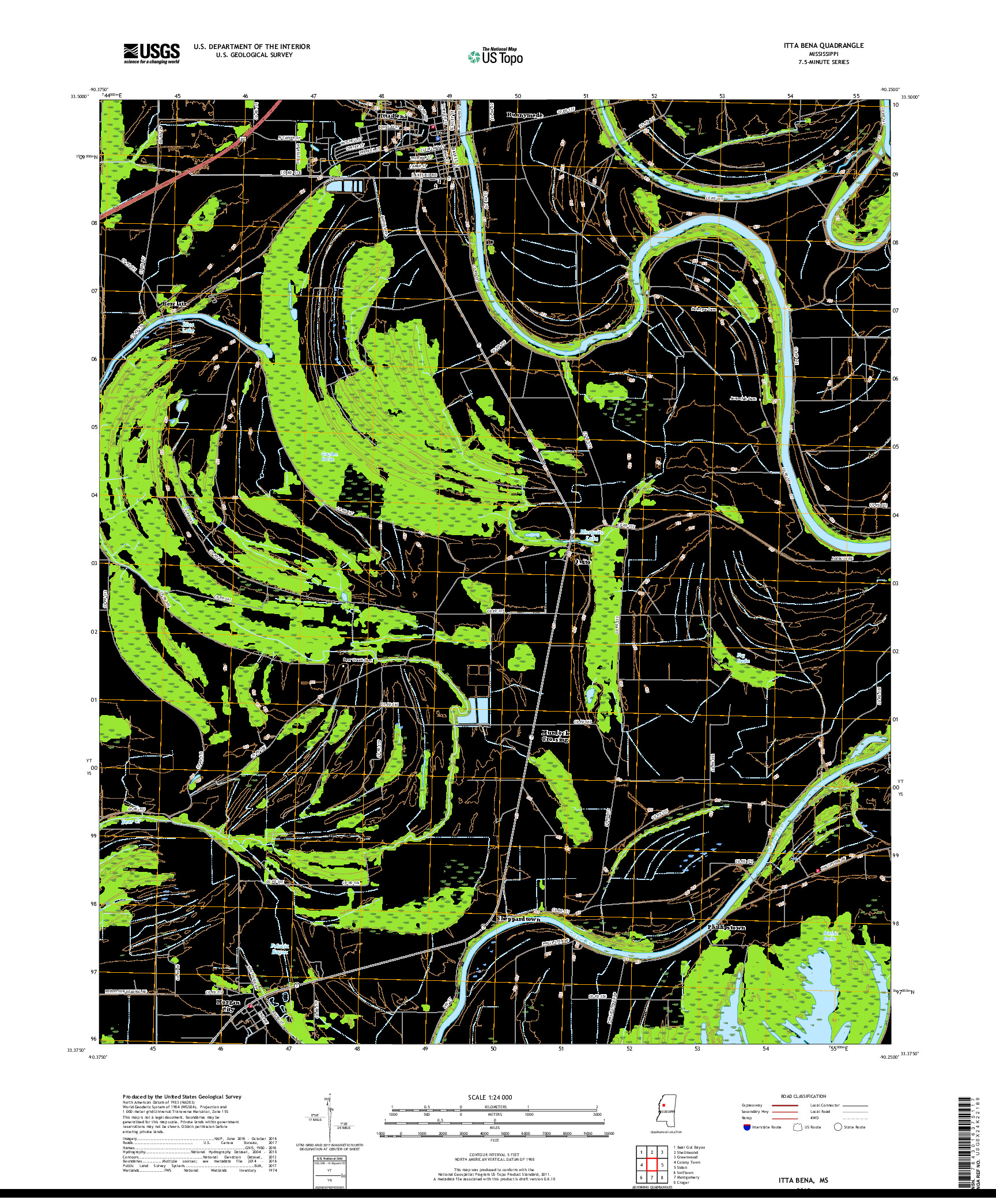 USGS US TOPO 7.5-MINUTE MAP FOR ITTA BENA, MS 2018