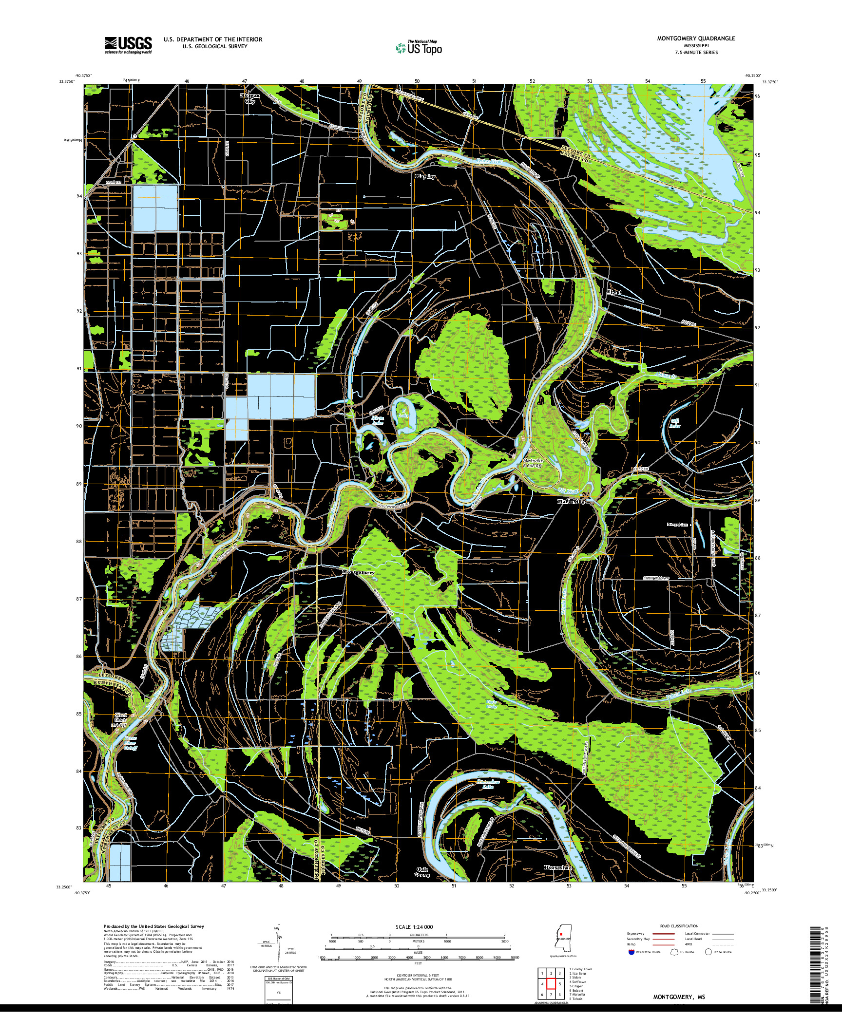 USGS US TOPO 7.5-MINUTE MAP FOR MONTGOMERY, MS 2018