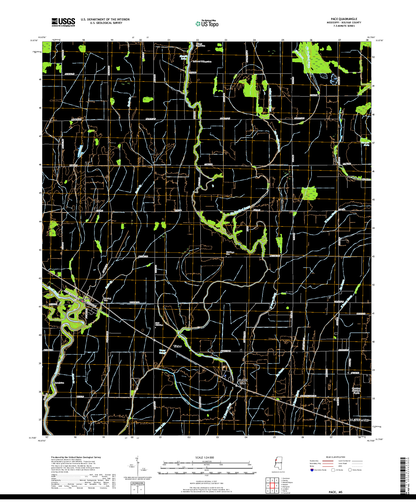 USGS US TOPO 7.5-MINUTE MAP FOR PACE, MS 2018