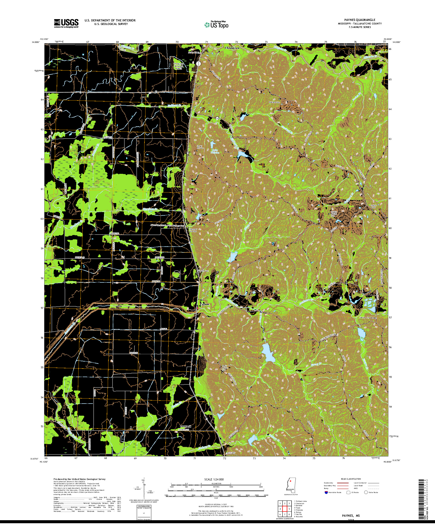 USGS US TOPO 7.5-MINUTE MAP FOR PAYNES, MS 2018