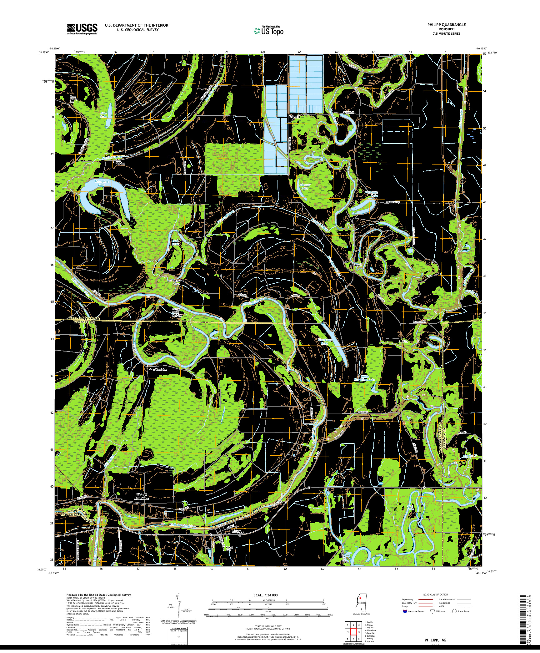 USGS US TOPO 7.5-MINUTE MAP FOR PHILIPP, MS 2018