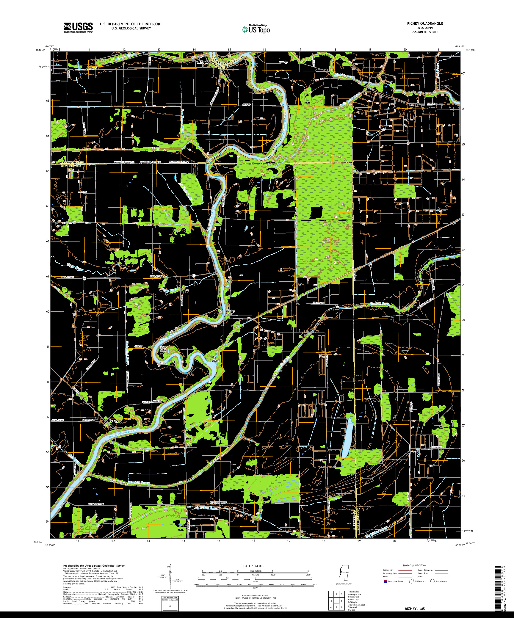 USGS US TOPO 7.5-MINUTE MAP FOR RICHEY, MS 2018