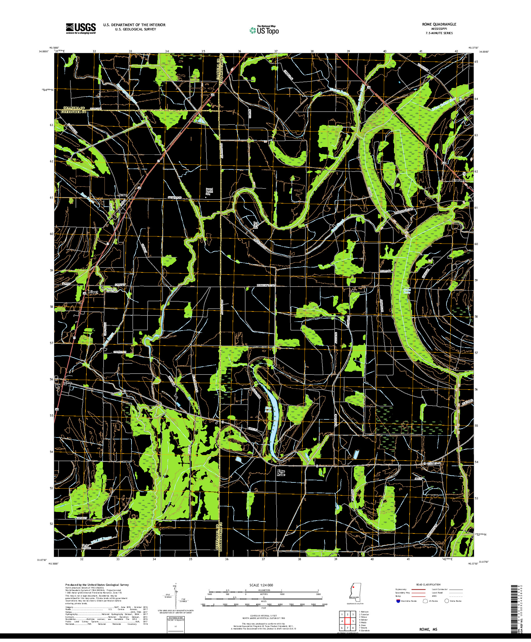 USGS US TOPO 7.5-MINUTE MAP FOR ROME, MS 2018