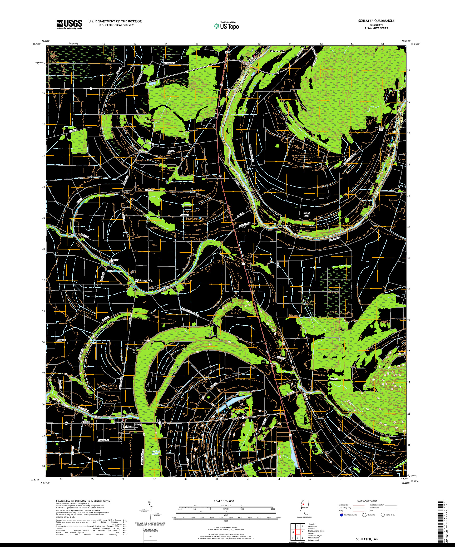 USGS US TOPO 7.5-MINUTE MAP FOR SCHLATER, MS 2018