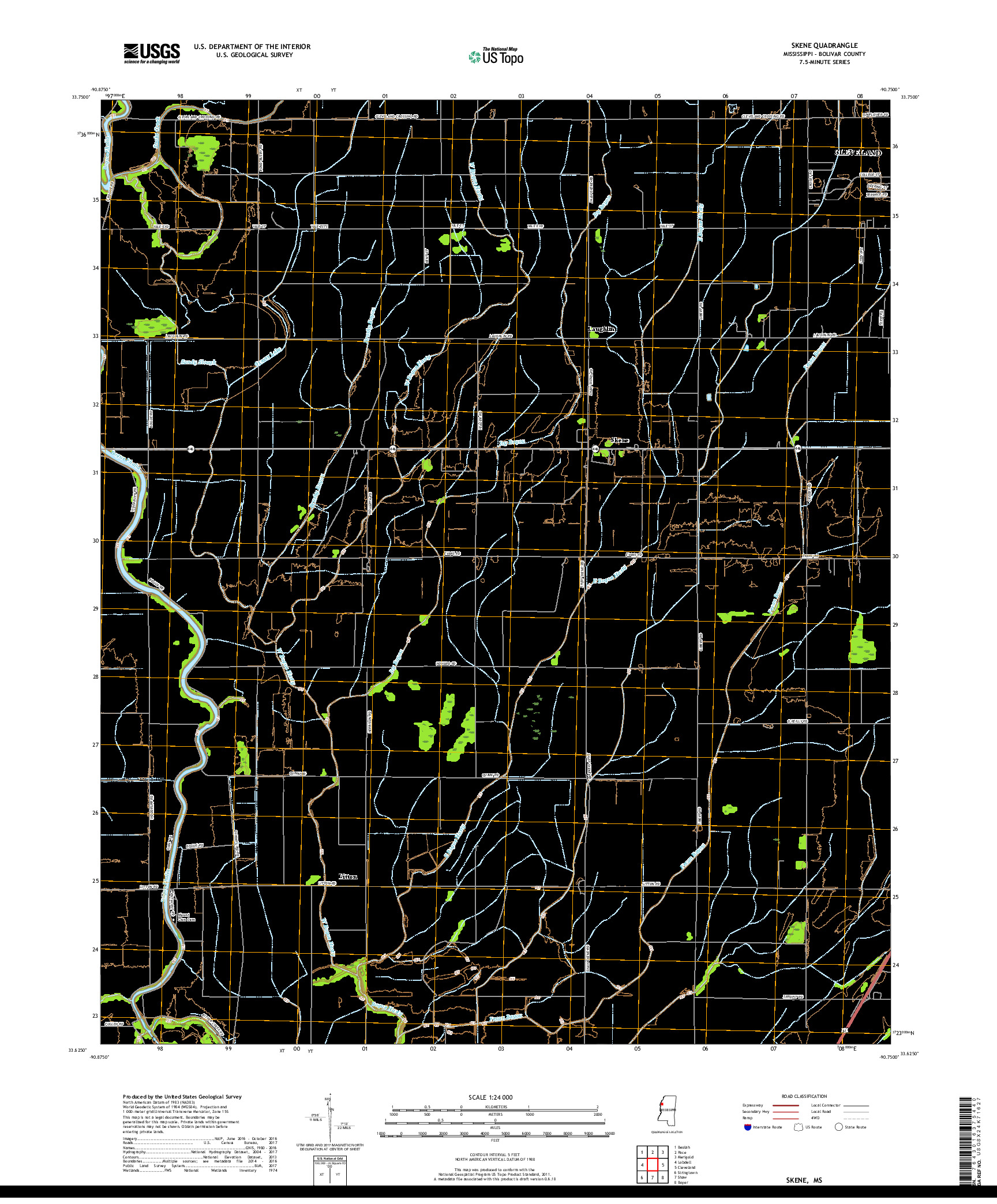 USGS US TOPO 7.5-MINUTE MAP FOR SKENE, MS 2018