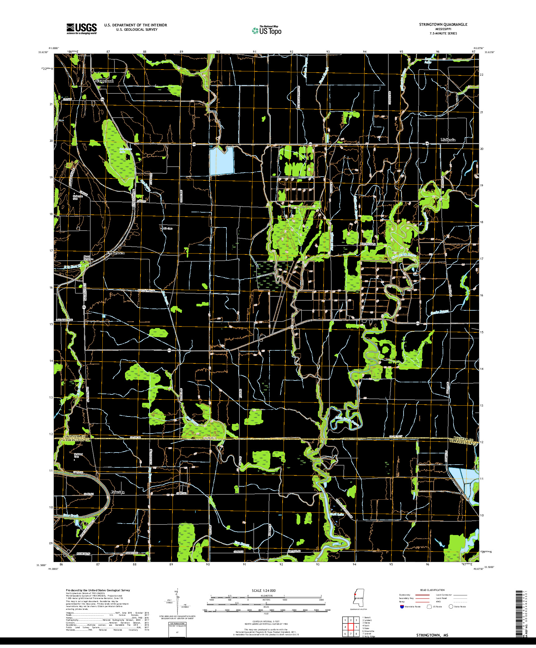 USGS US TOPO 7.5-MINUTE MAP FOR STRINGTOWN, MS 2018