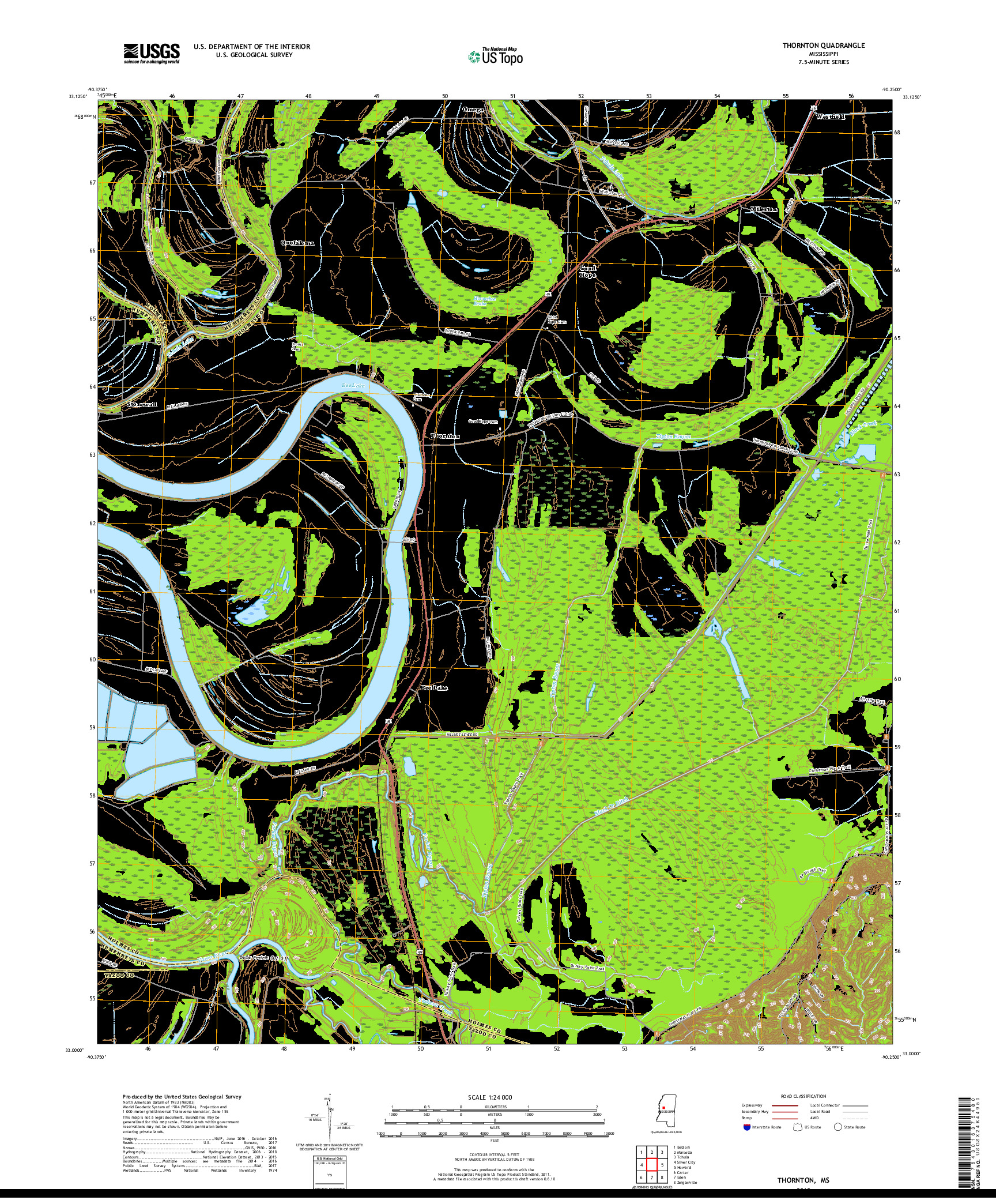 USGS US TOPO 7.5-MINUTE MAP FOR THORNTON, MS 2018