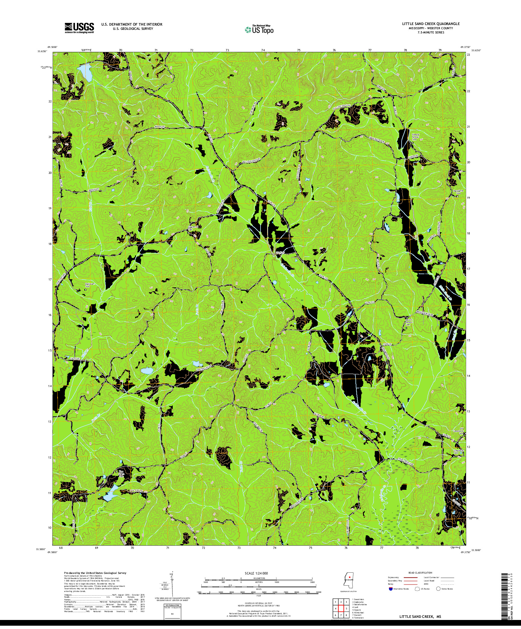 USGS US TOPO 7.5-MINUTE MAP FOR LITTLE SAND CREEK, MS 2018