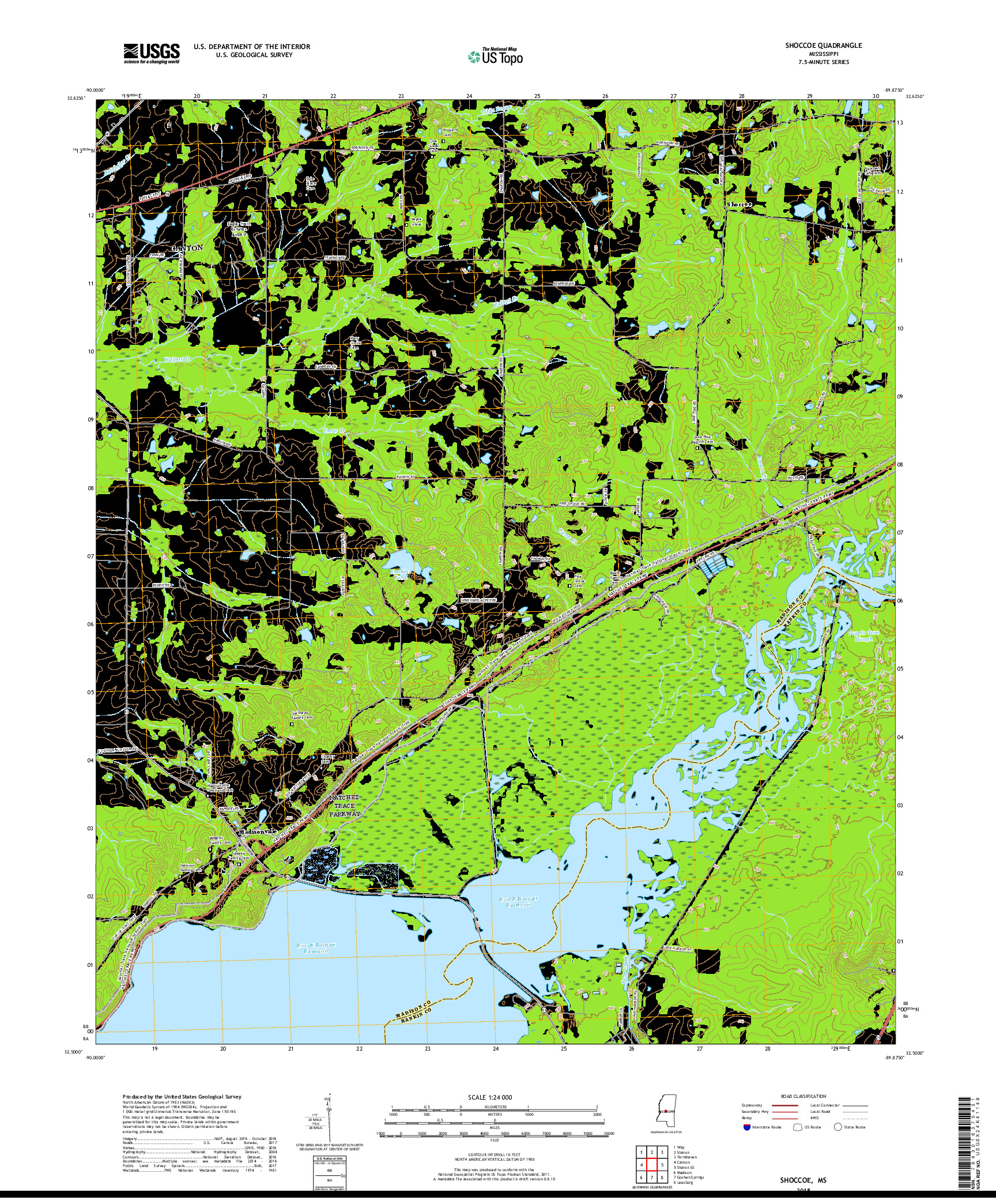 USGS US TOPO 7.5-MINUTE MAP FOR SHOCCOE, MS 2018