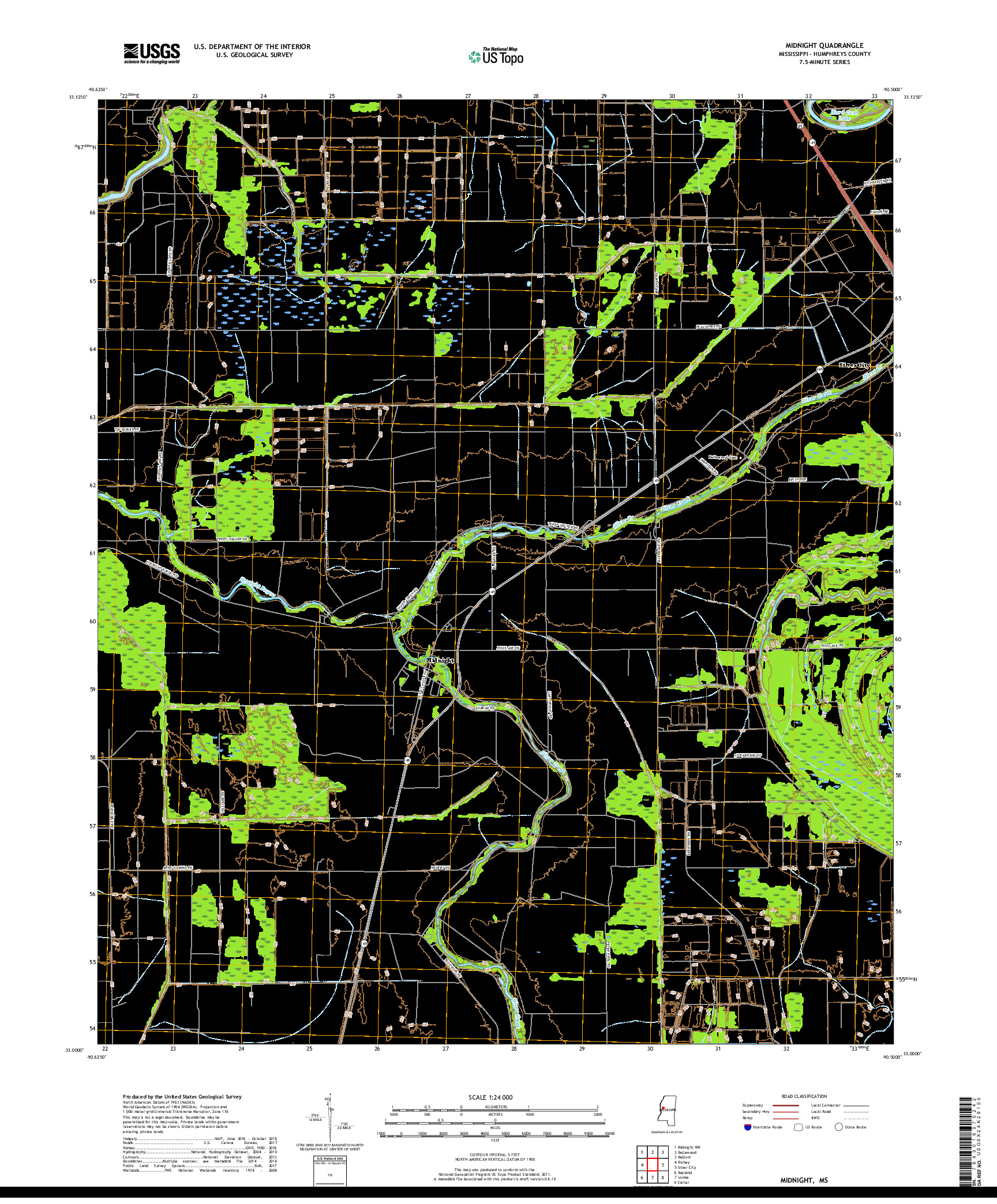 USGS US TOPO 7.5-MINUTE MAP FOR MIDNIGHT, MS 2018