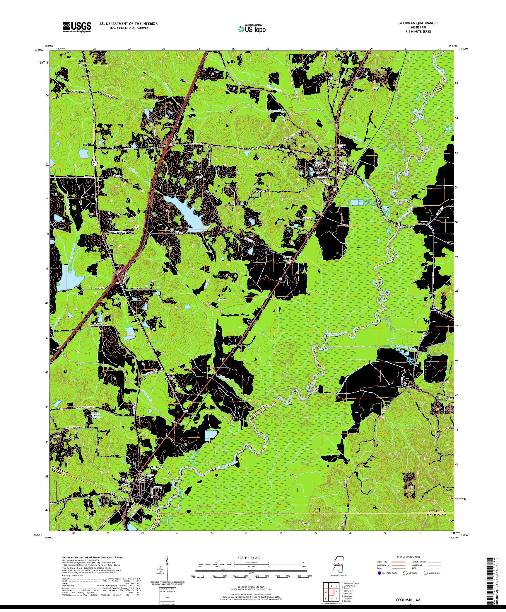USGS US TOPO 7.5-MINUTE MAP FOR GOODMAN, MS 2018