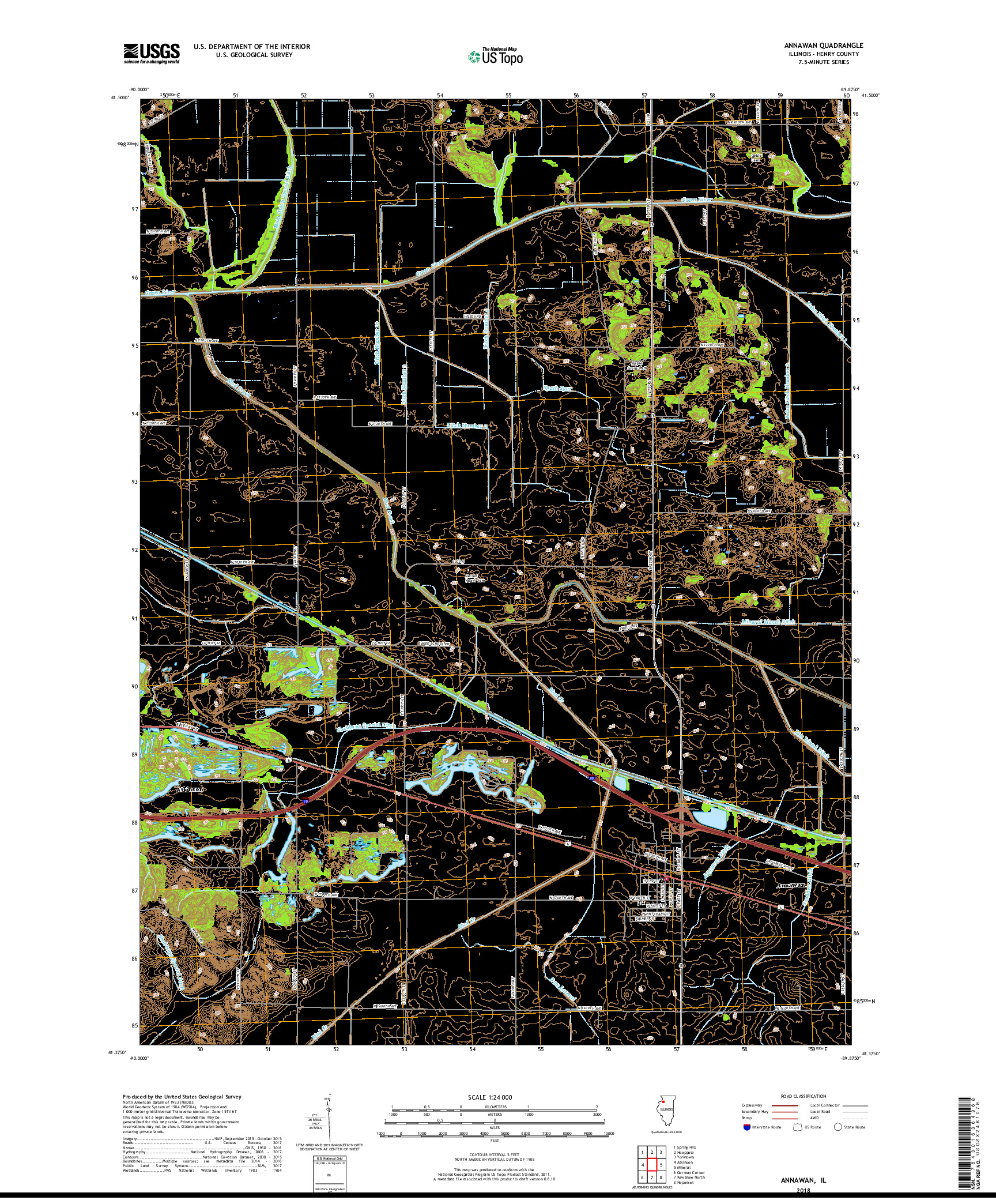 USGS US TOPO 7.5-MINUTE MAP FOR ANNAWAN, IL 2018