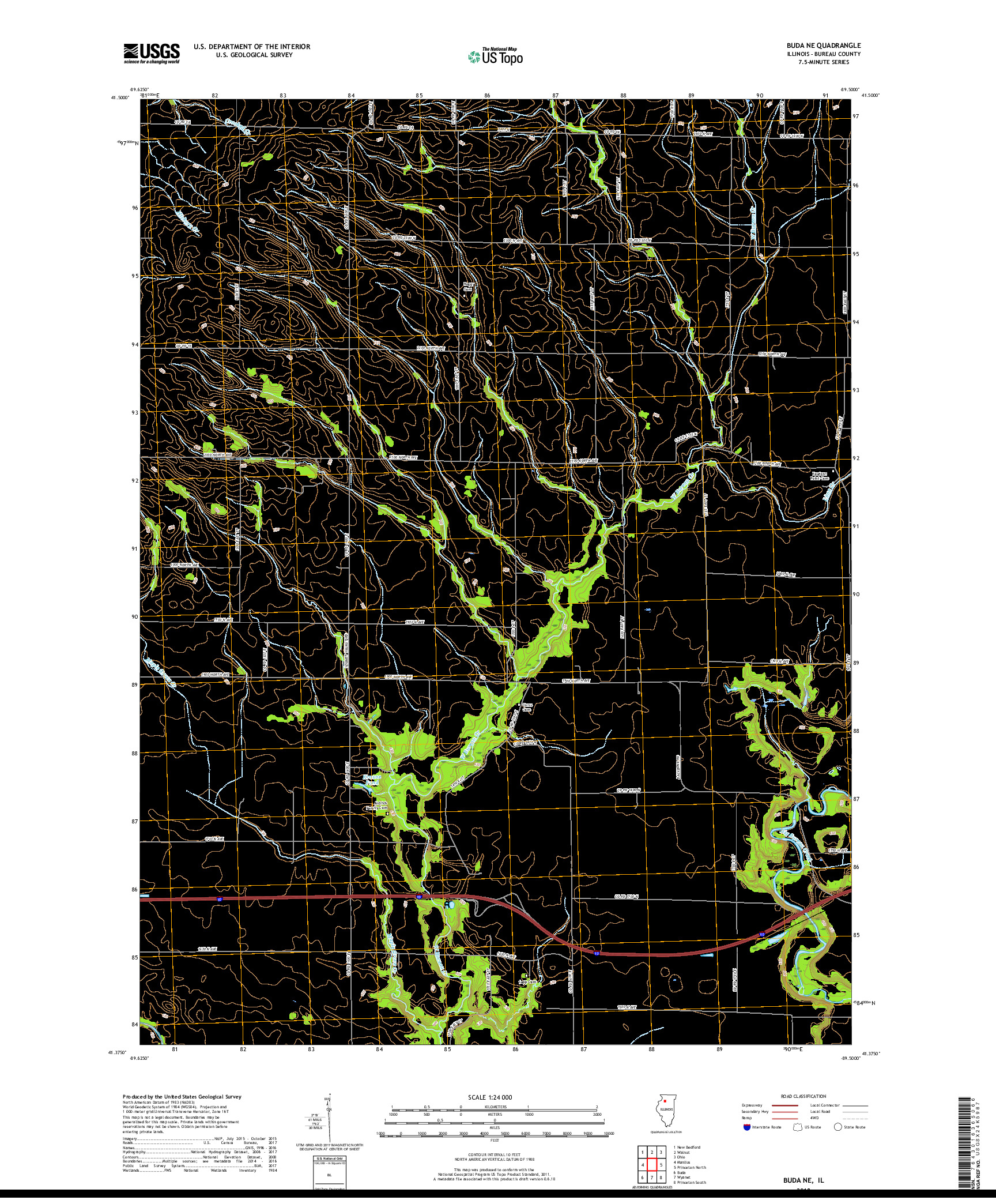 USGS US TOPO 7.5-MINUTE MAP FOR BUDA NE, IL 2018