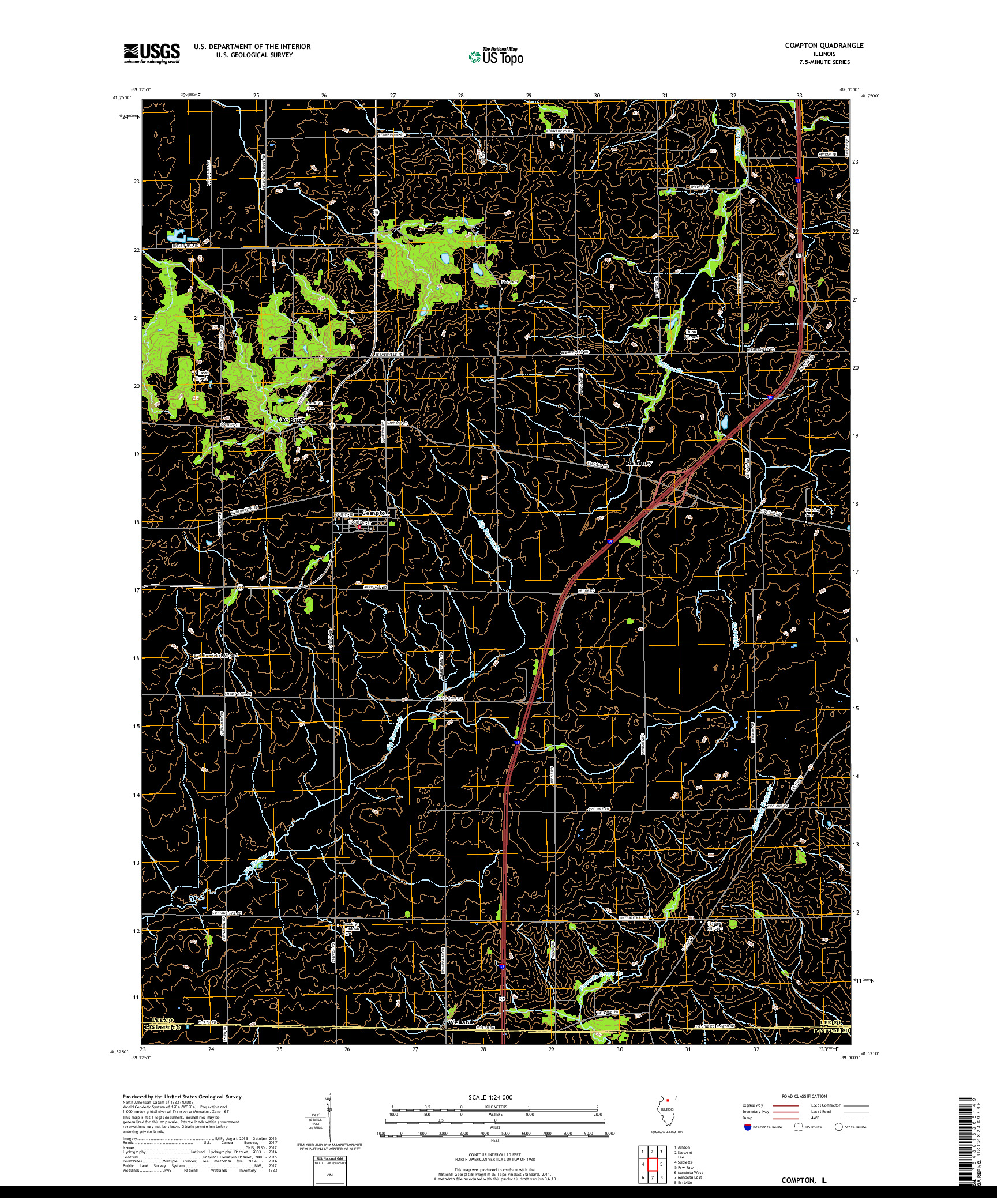 USGS US TOPO 7.5-MINUTE MAP FOR COMPTON, IL 2018