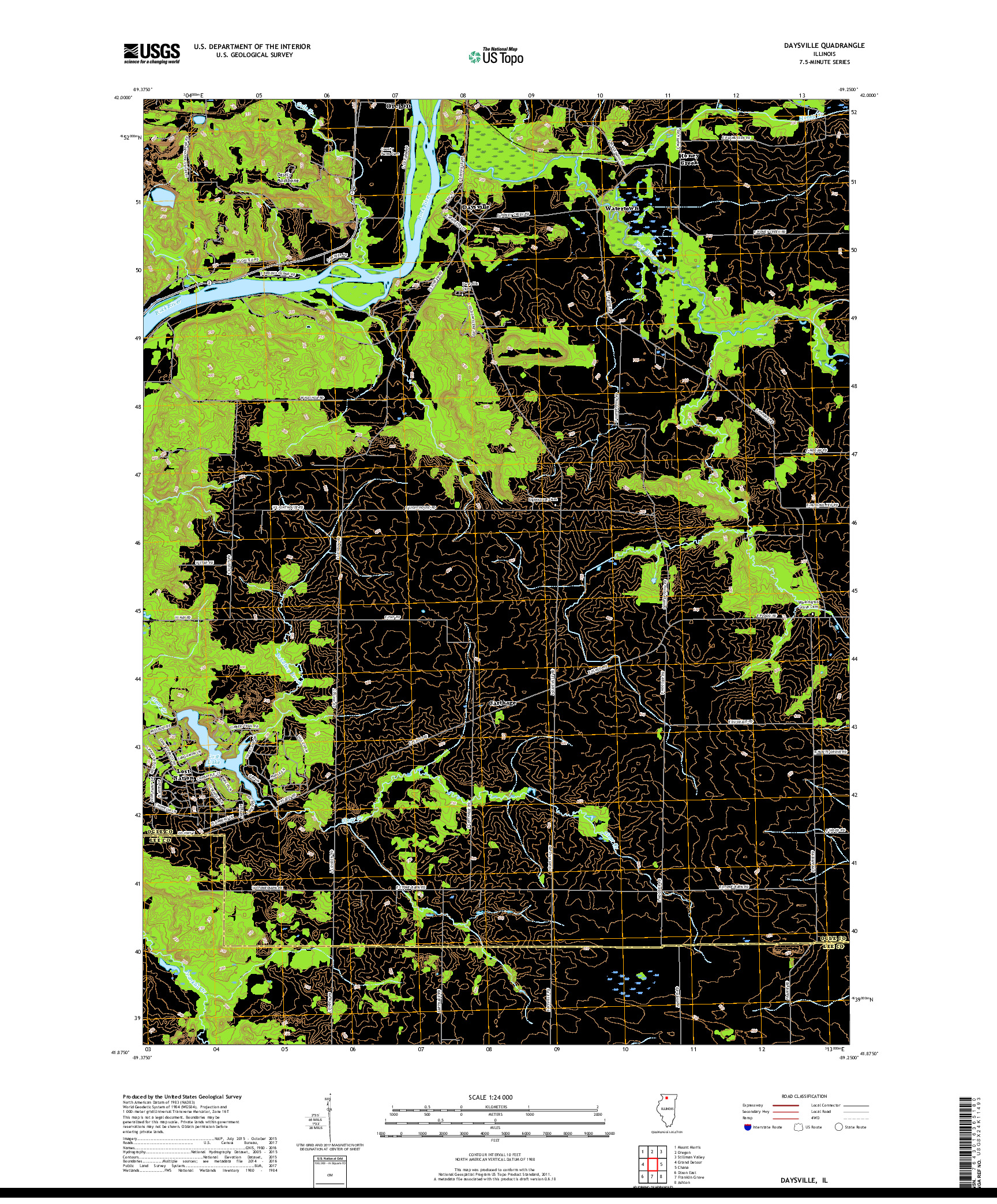USGS US TOPO 7.5-MINUTE MAP FOR DAYSVILLE, IL 2018