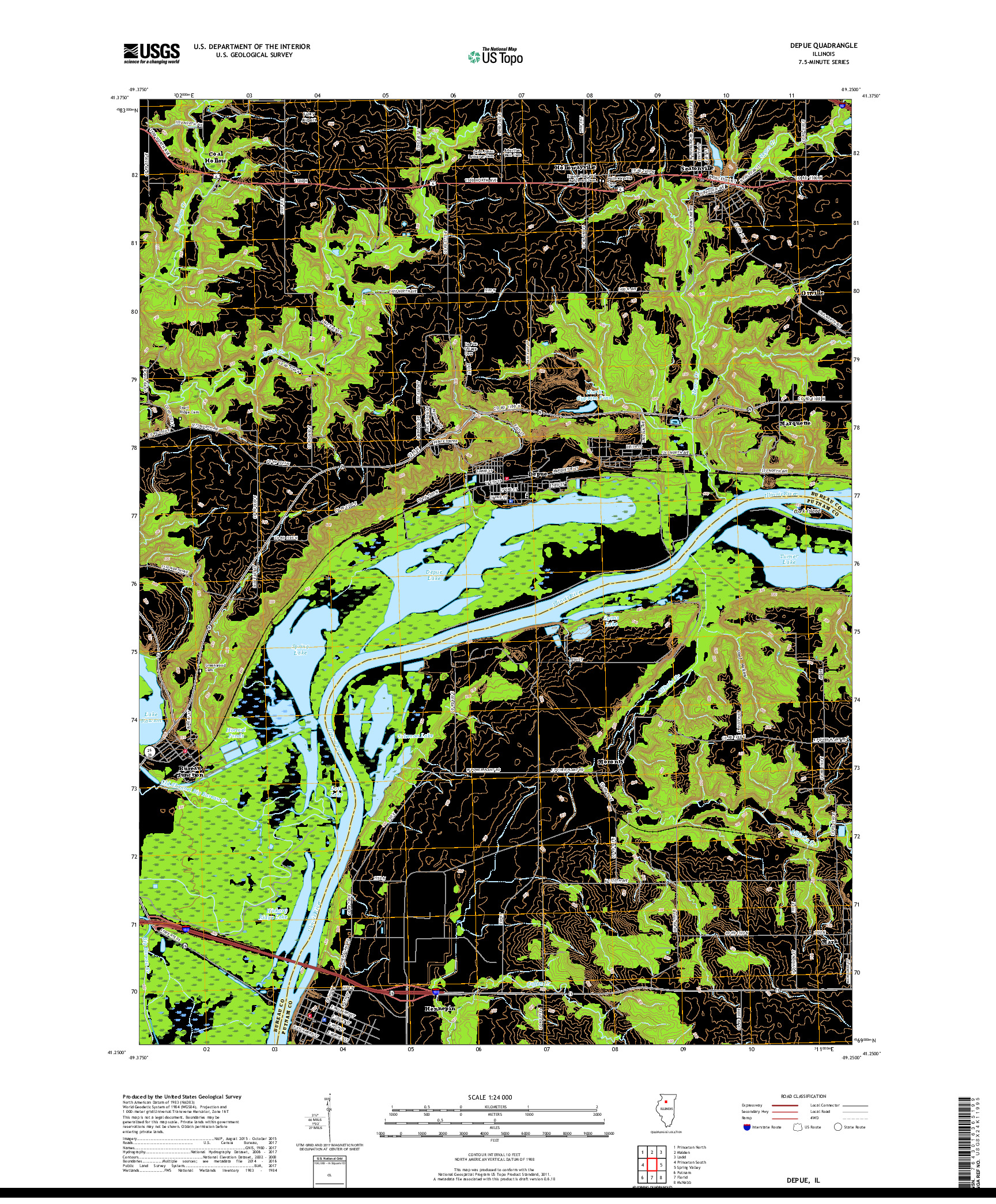 USGS US TOPO 7.5-MINUTE MAP FOR DEPUE, IL 2018