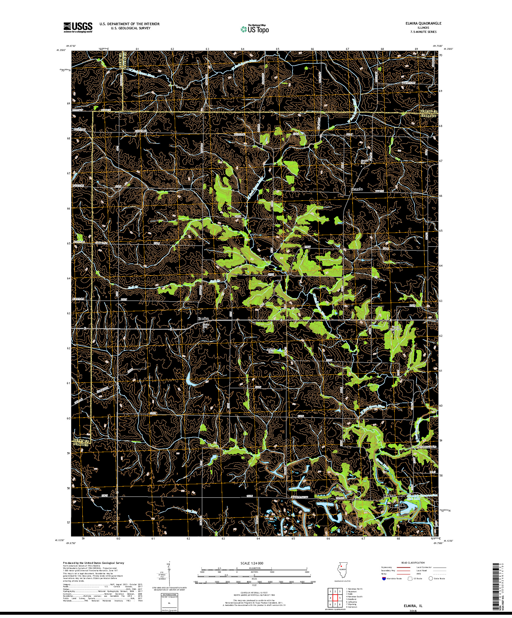 USGS US TOPO 7.5-MINUTE MAP FOR ELMIRA, IL 2018