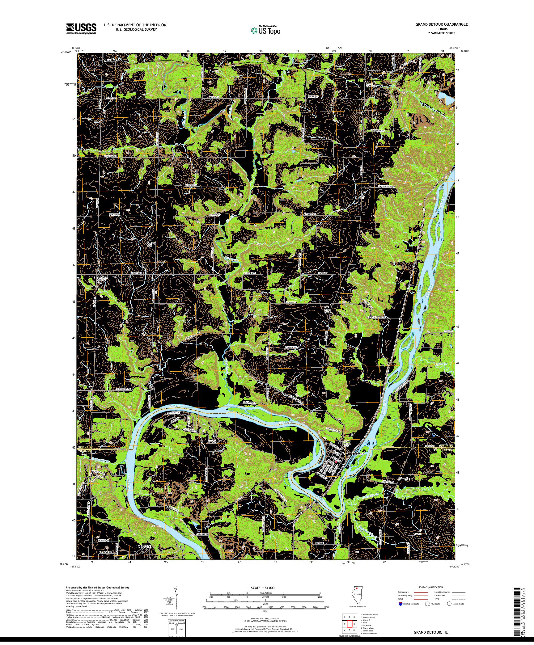 USGS US TOPO 7.5-MINUTE MAP FOR GRAND DETOUR, IL 2018