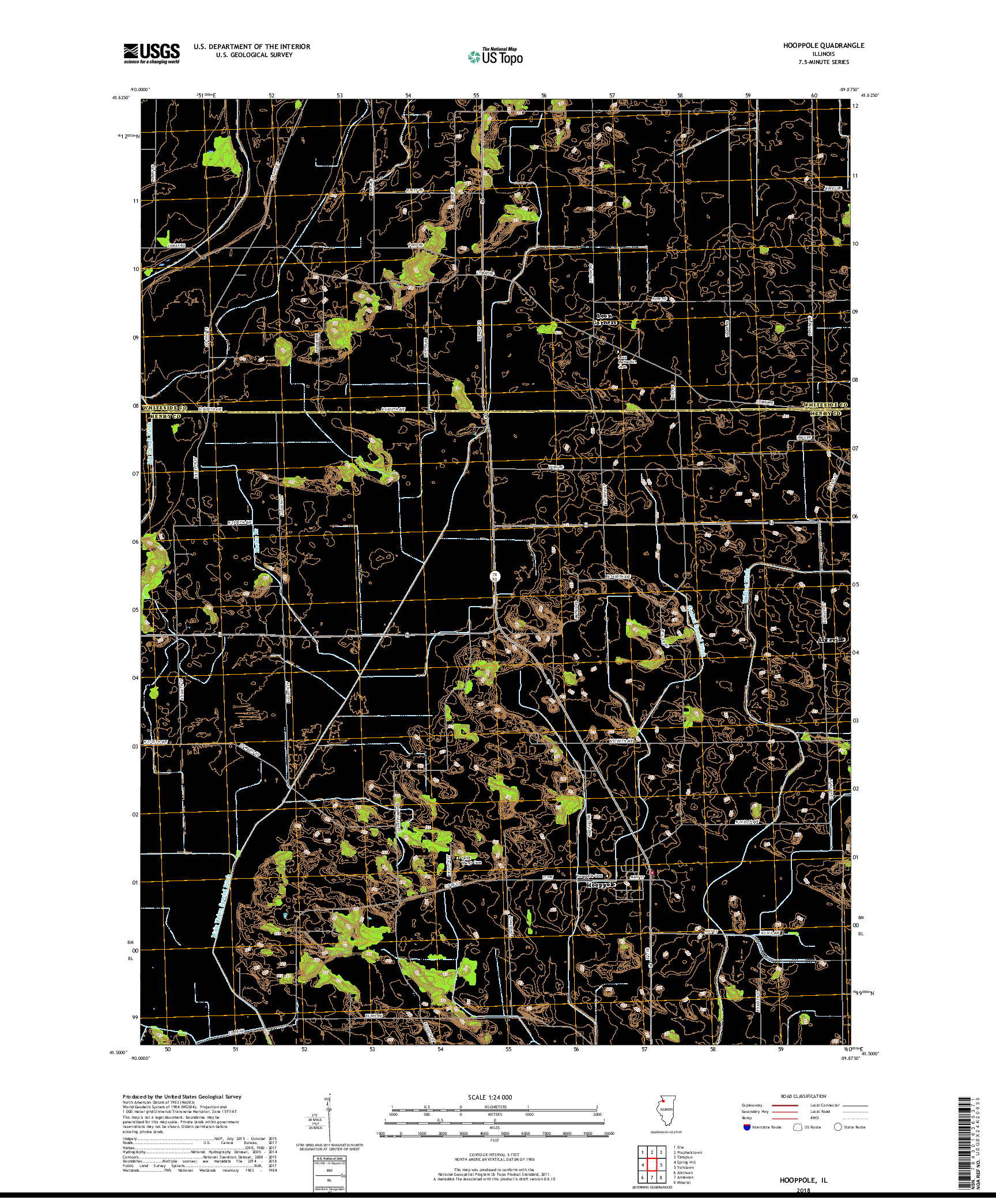 USGS US TOPO 7.5-MINUTE MAP FOR HOOPPOLE, IL 2018