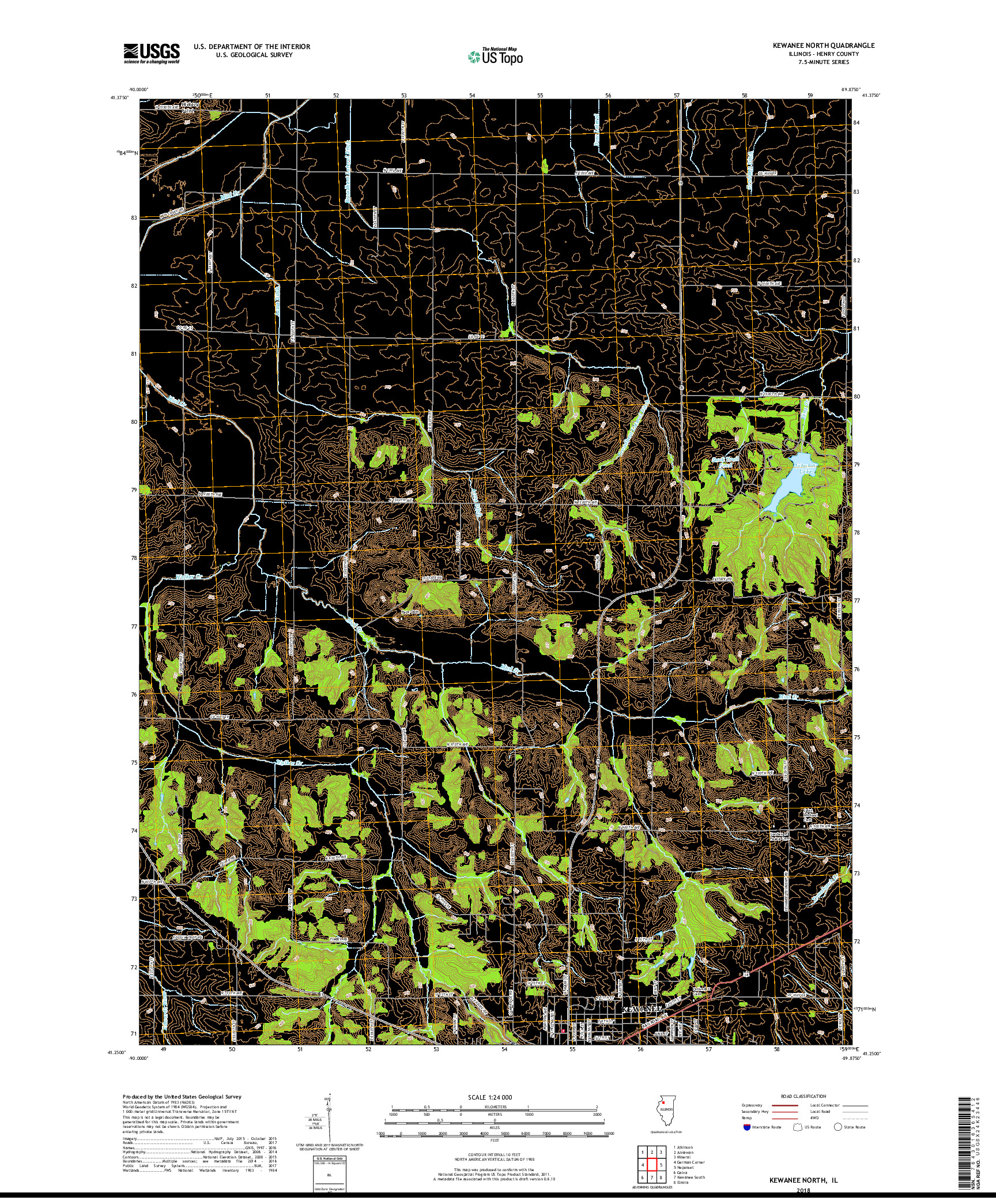 USGS US TOPO 7.5-MINUTE MAP FOR KEWANEE NORTH, IL 2018