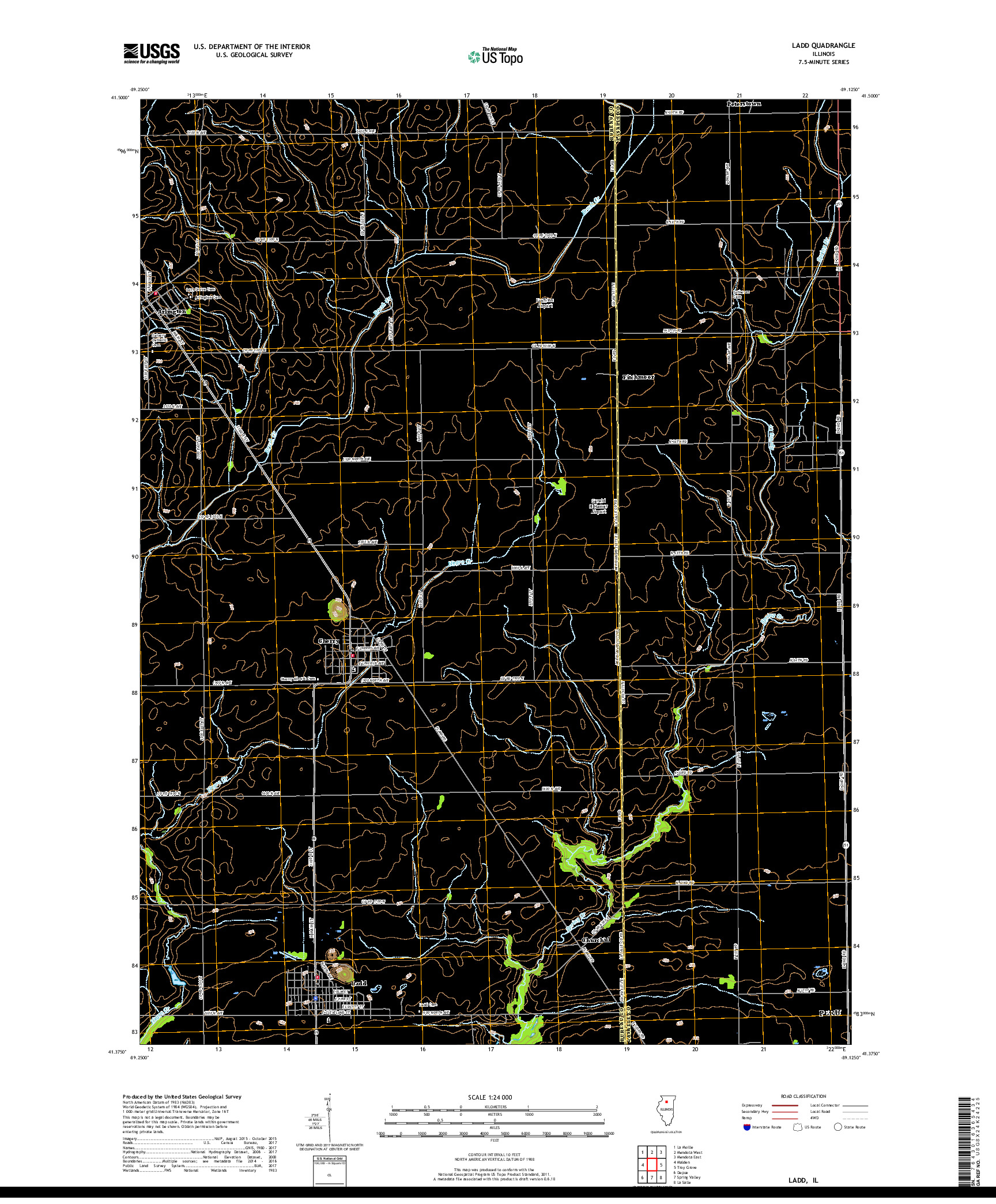 USGS US TOPO 7.5-MINUTE MAP FOR LADD, IL 2018