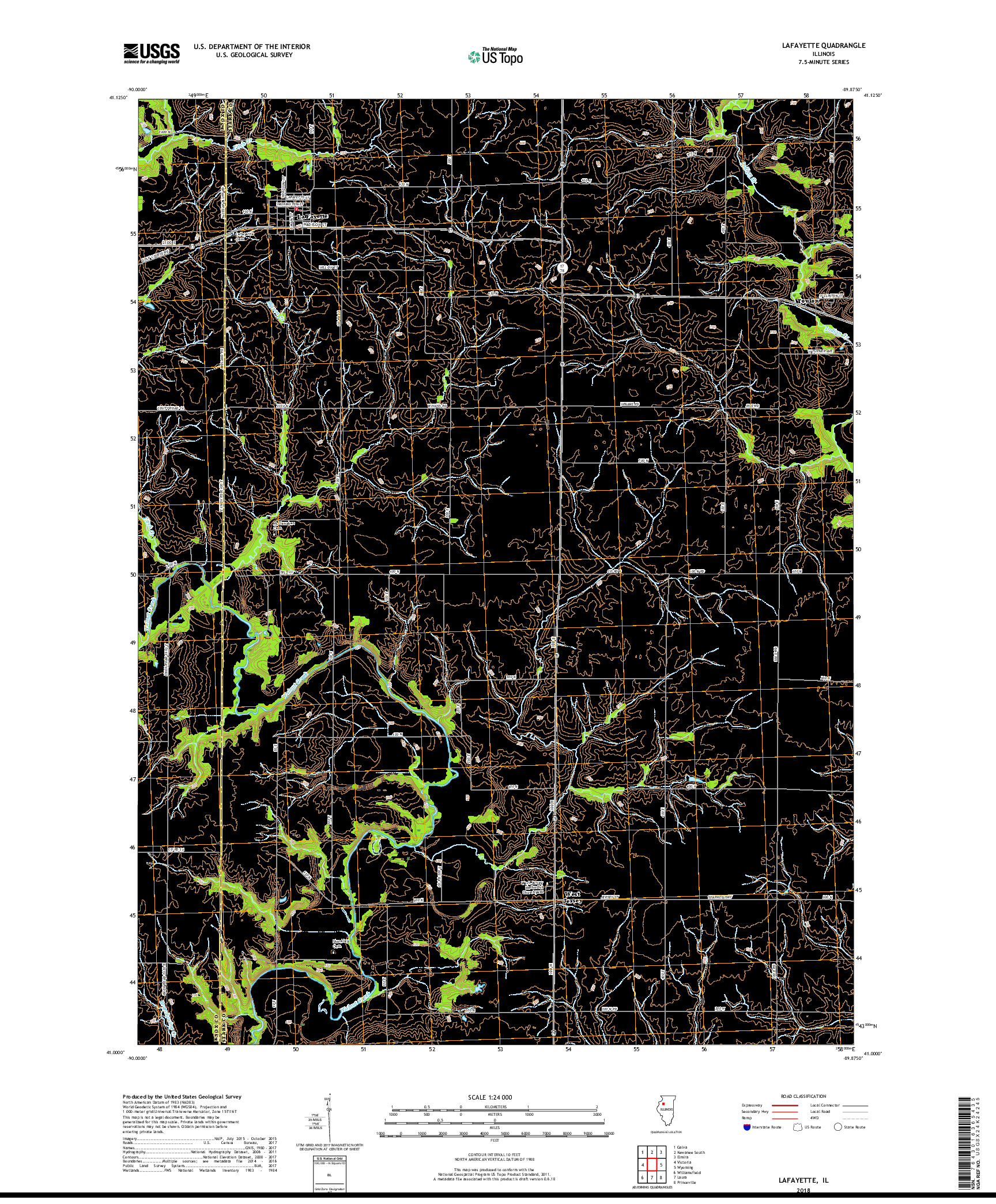 USGS US TOPO 7.5-MINUTE MAP FOR LAFAYETTE, IL 2018