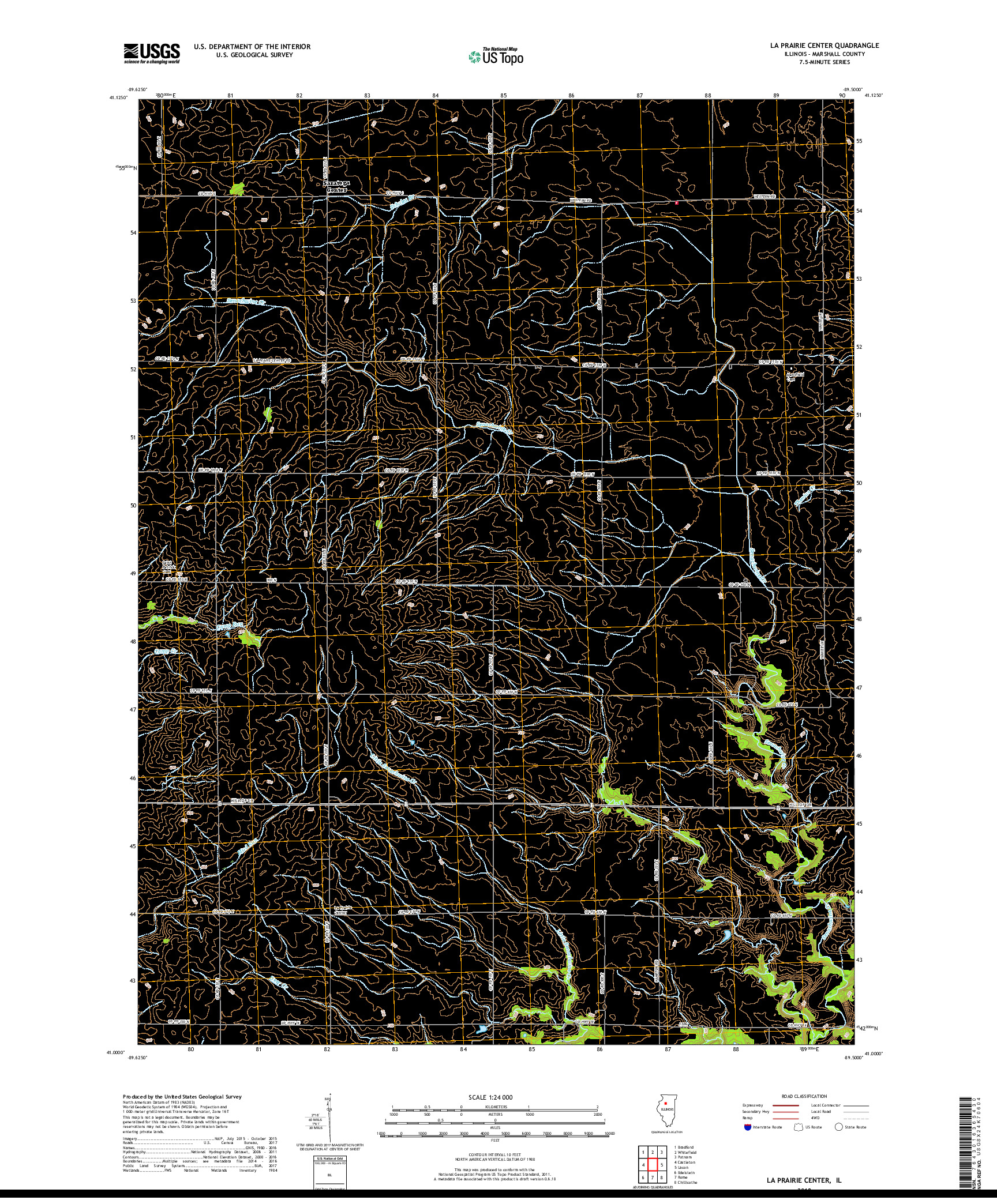 USGS US TOPO 7.5-MINUTE MAP FOR LA PRAIRIE CENTER, IL 2018