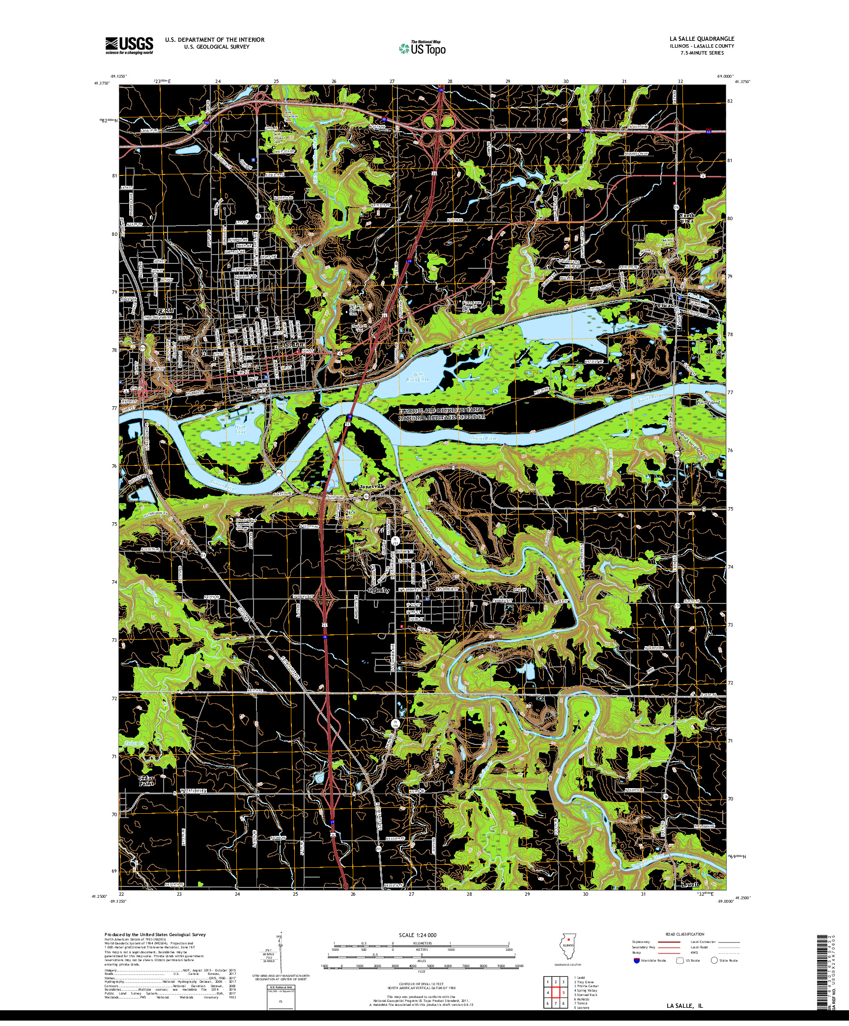 USGS US TOPO 7.5-MINUTE MAP FOR LA SALLE, IL 2018