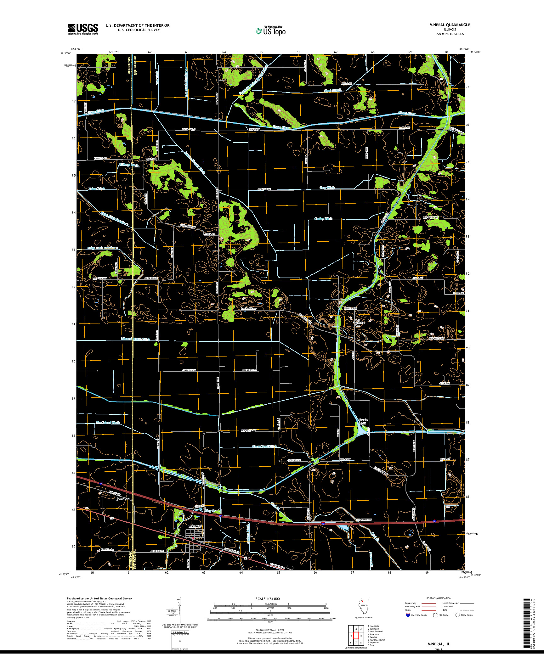 USGS US TOPO 7.5-MINUTE MAP FOR MINERAL, IL 2018