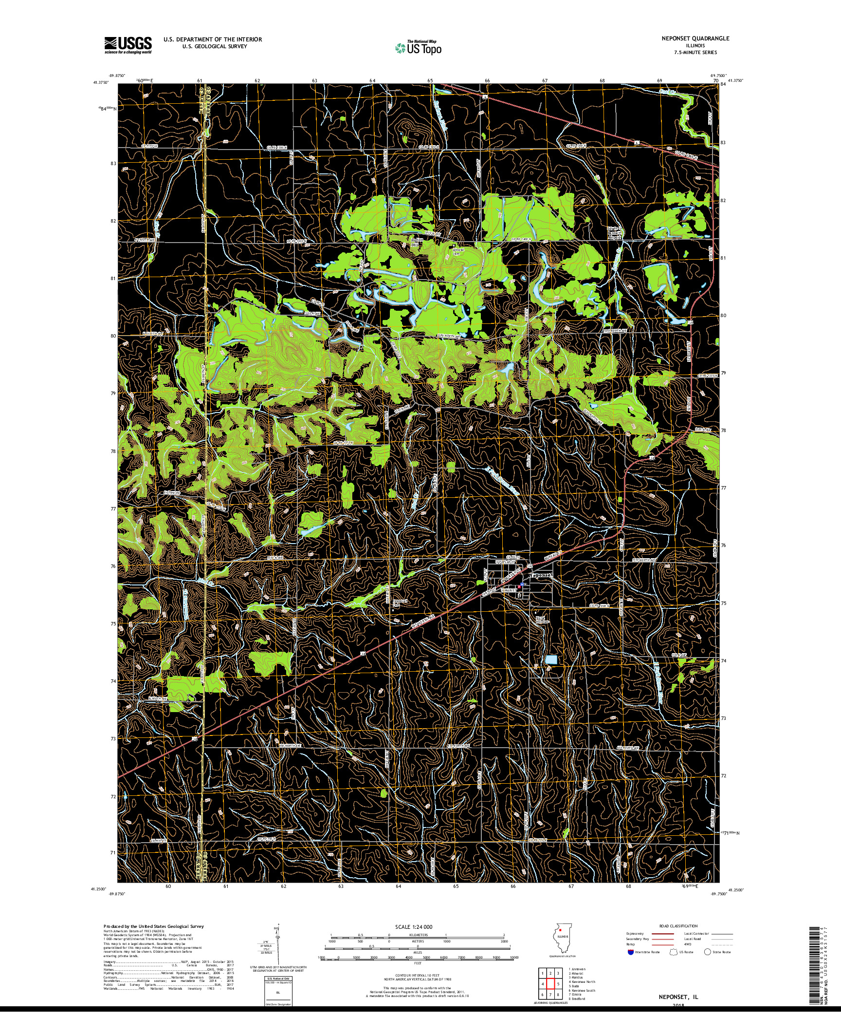 USGS US TOPO 7.5-MINUTE MAP FOR NEPONSET, IL 2018