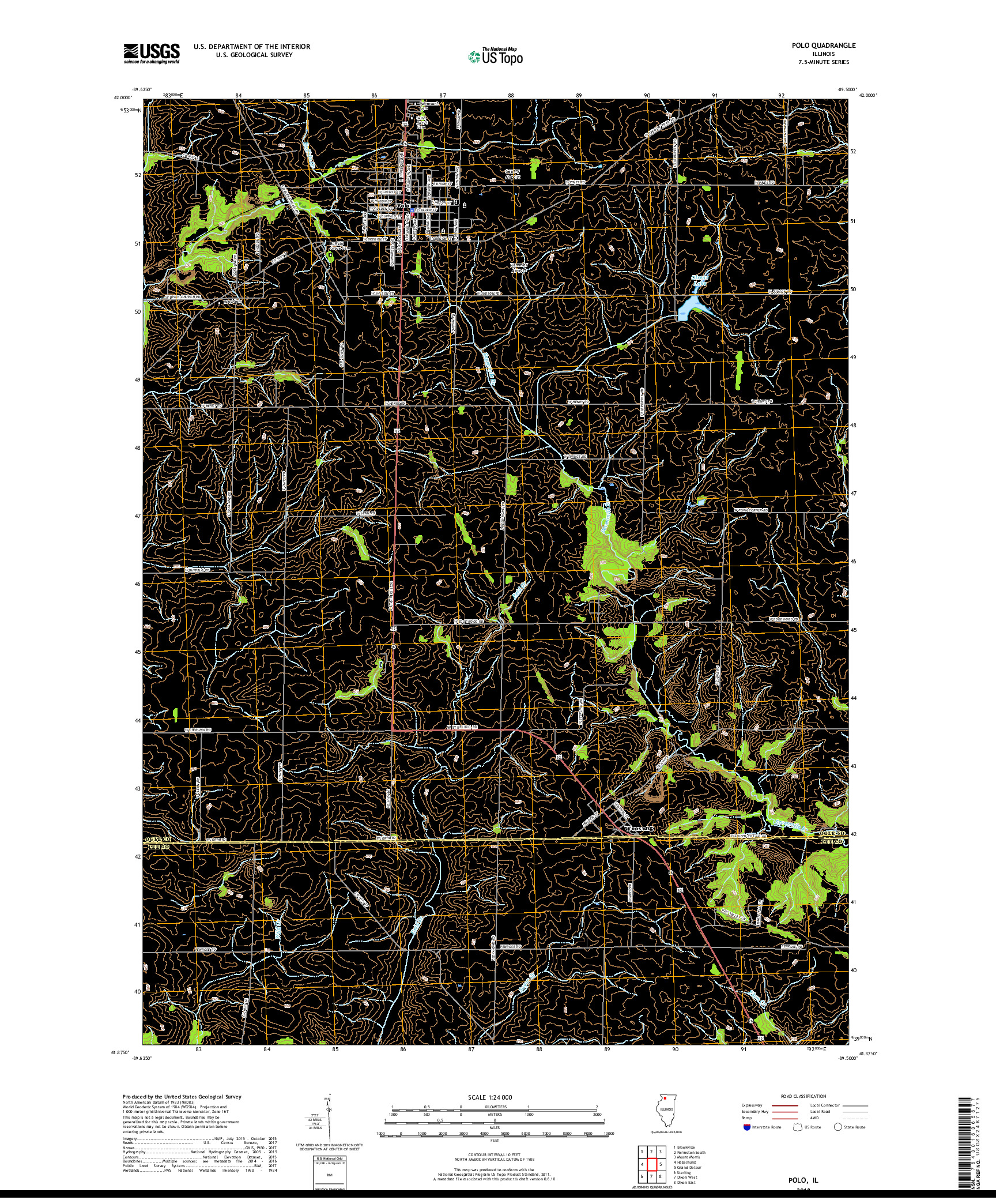 USGS US TOPO 7.5-MINUTE MAP FOR POLO, IL 2018