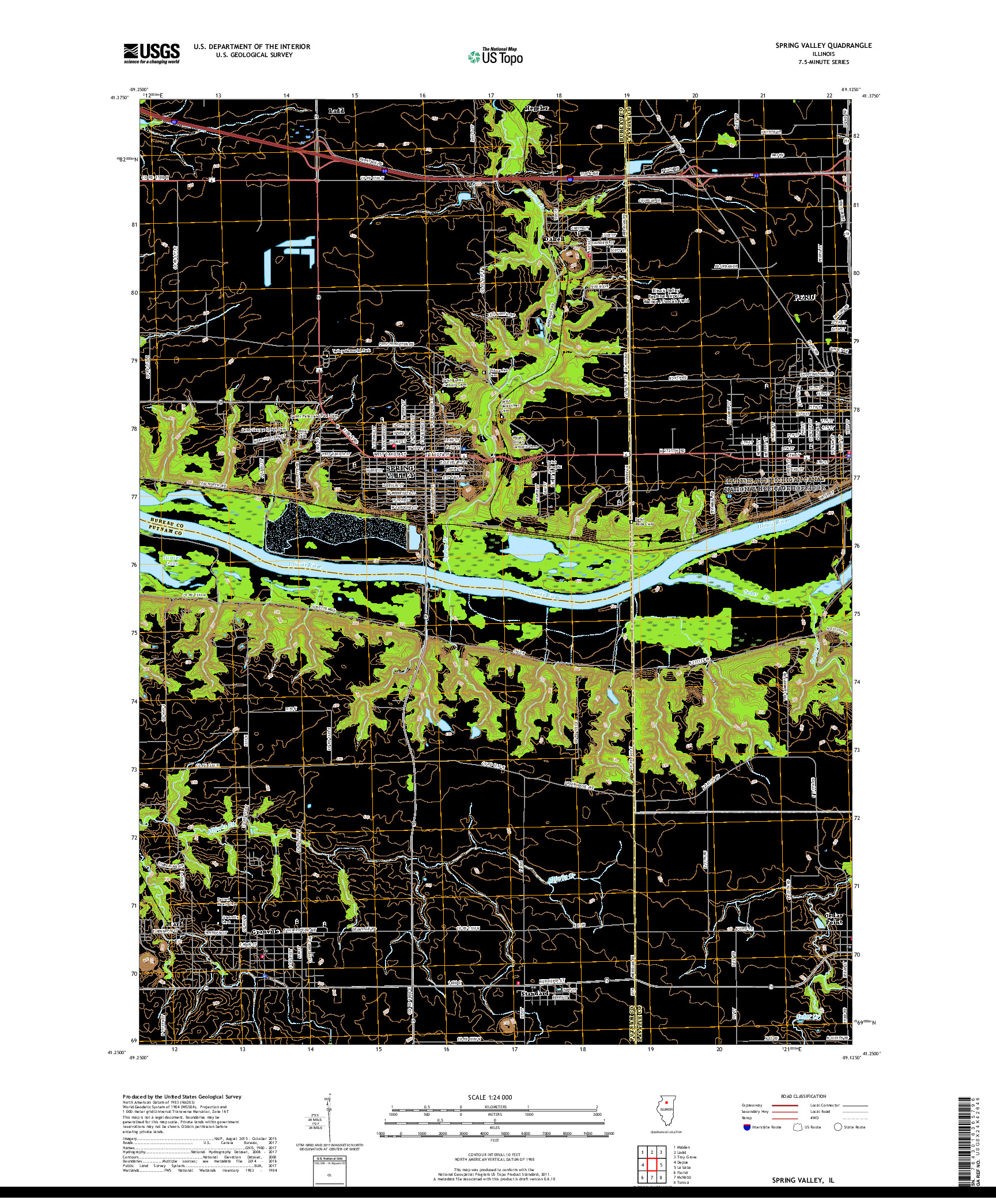 USGS US TOPO 7.5-MINUTE MAP FOR SPRING VALLEY, IL 2018