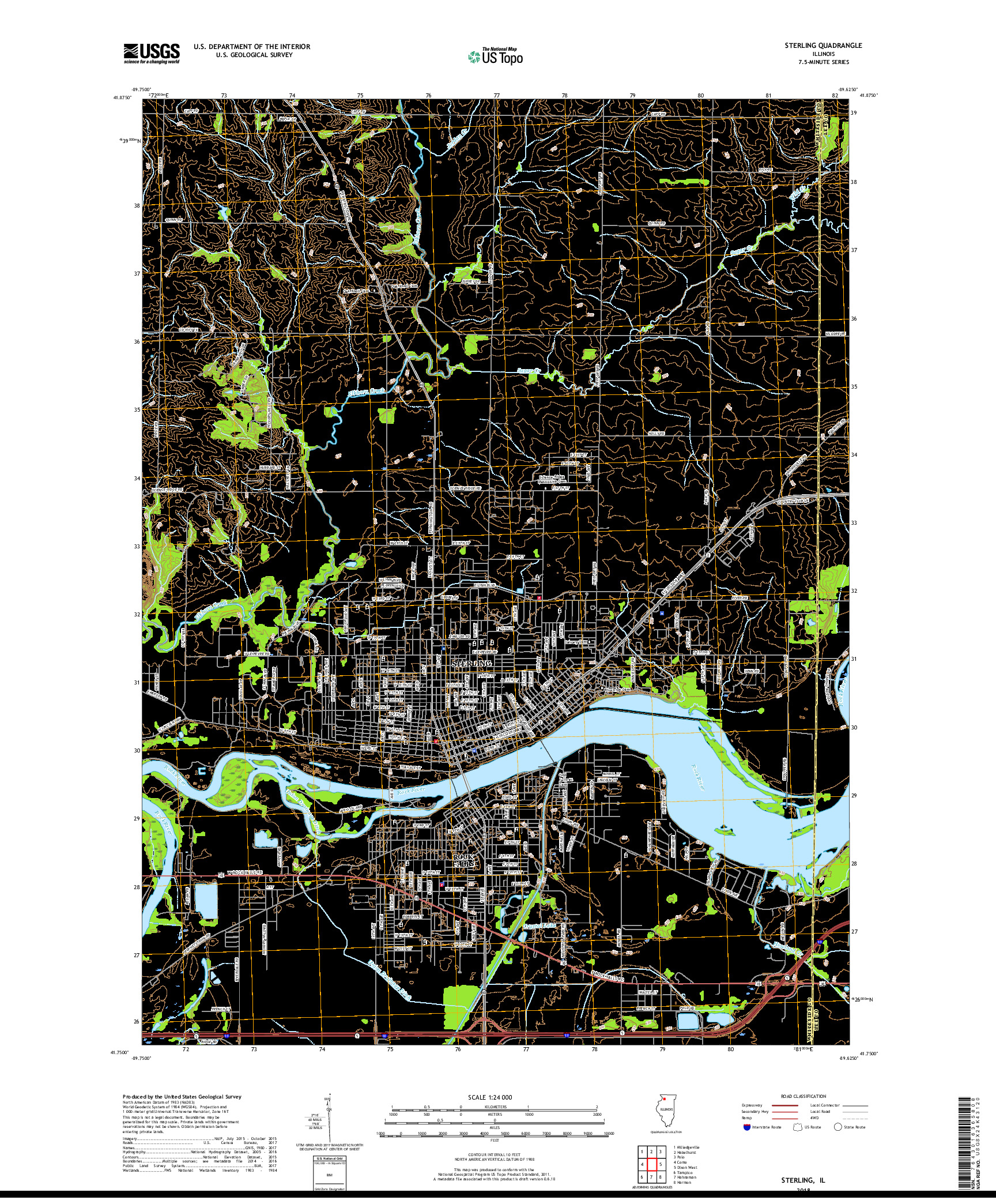 USGS US TOPO 7.5-MINUTE MAP FOR STERLING, IL 2018