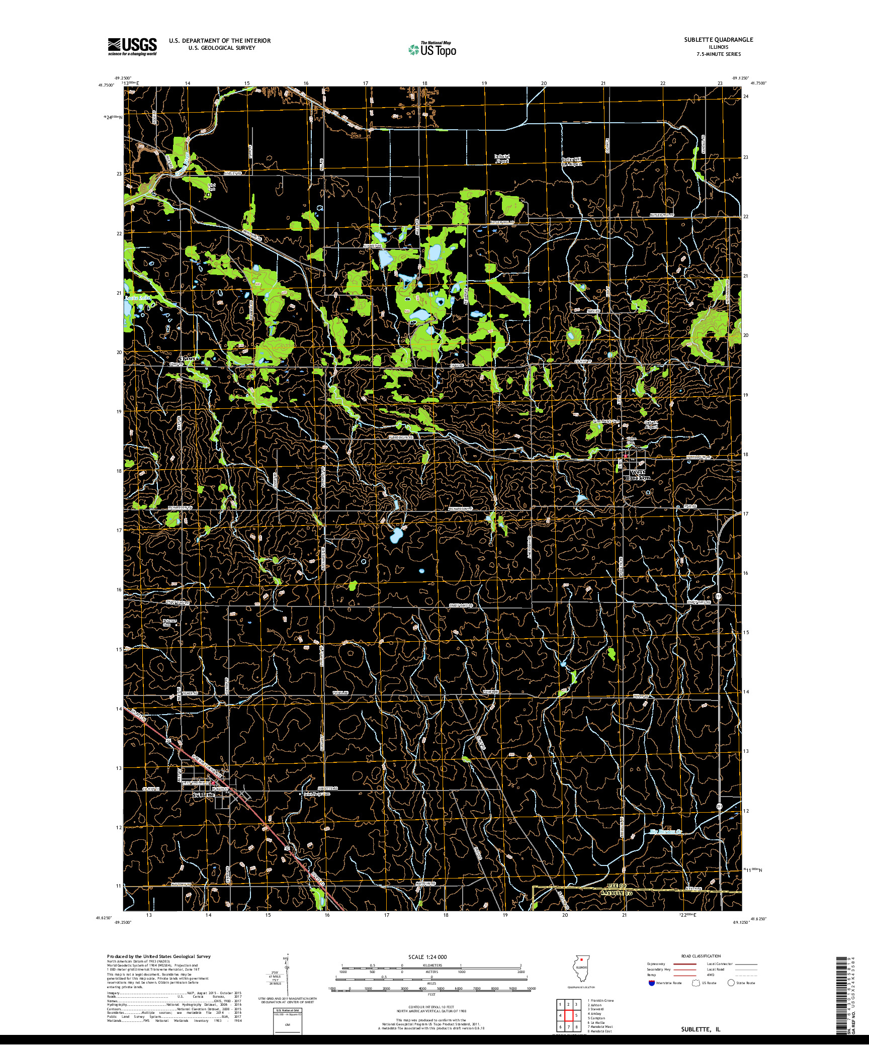 USGS US TOPO 7.5-MINUTE MAP FOR SUBLETTE, IL 2018