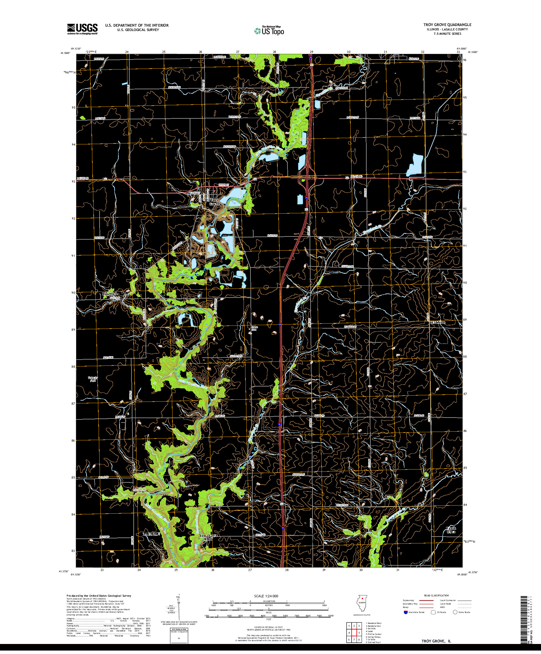 USGS US TOPO 7.5-MINUTE MAP FOR TROY GROVE, IL 2018
