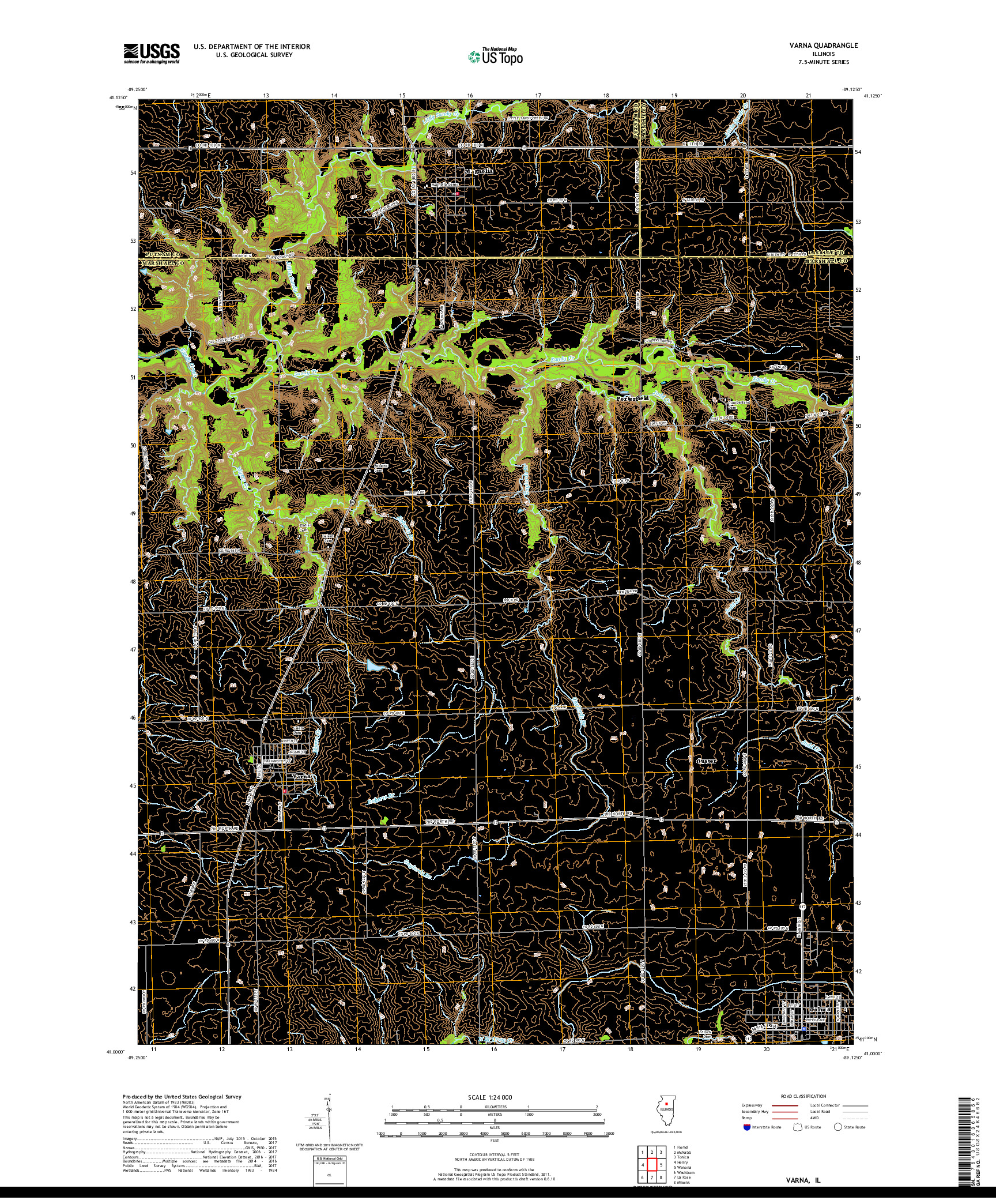 USGS US TOPO 7.5-MINUTE MAP FOR VARNA, IL 2018