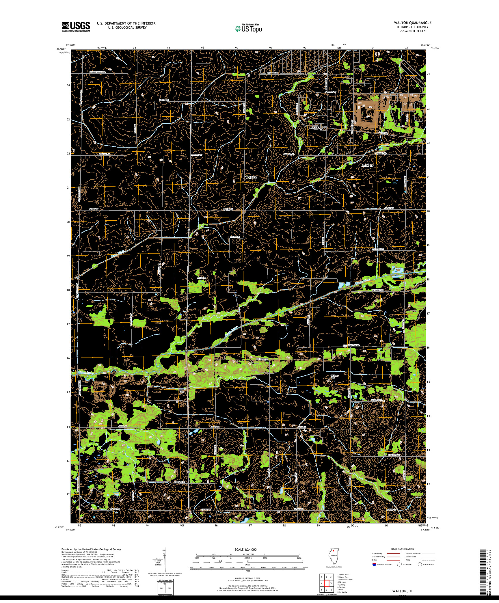 USGS US TOPO 7.5-MINUTE MAP FOR WALTON, IL 2018